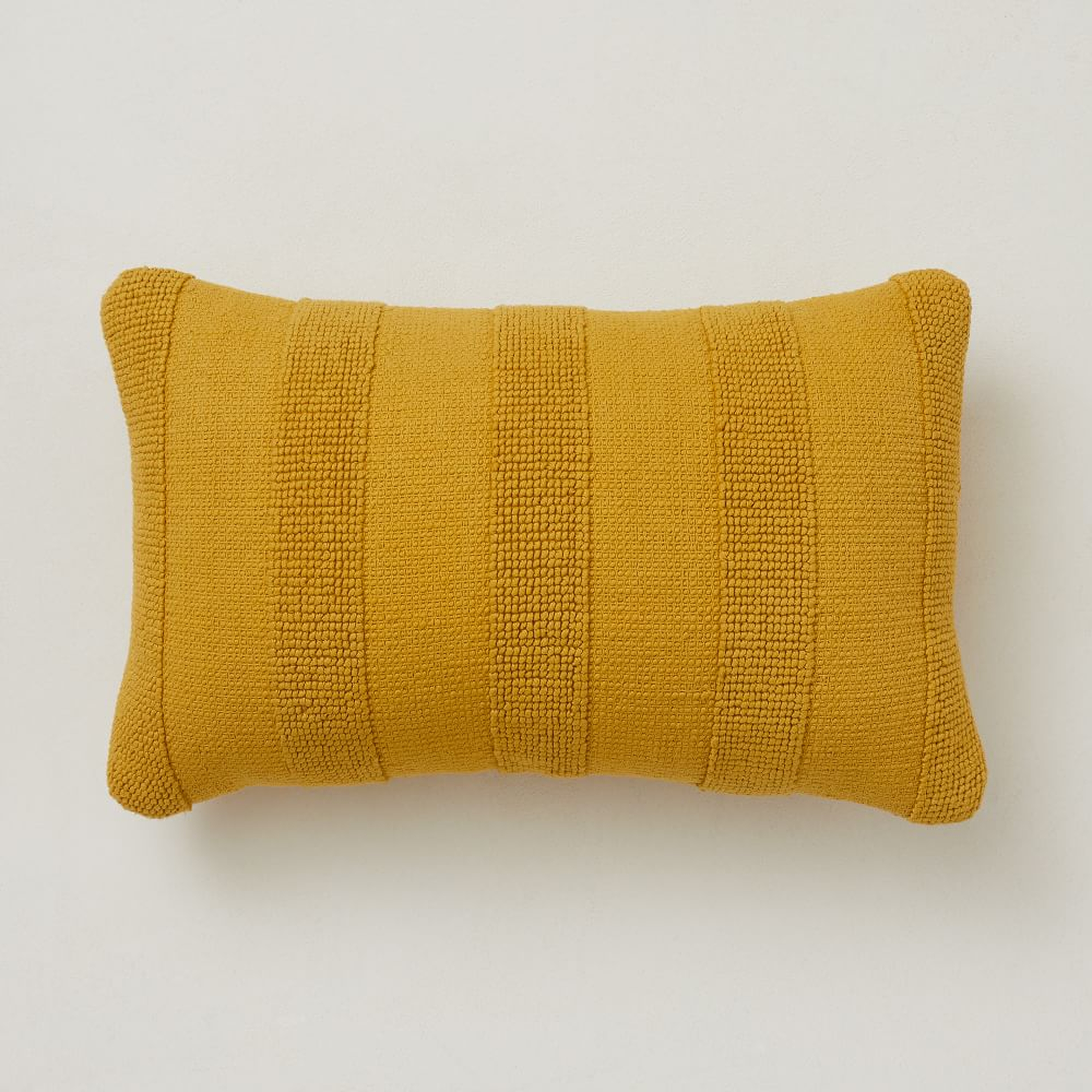 Outdoor Tufted Stripe Pillow, 12"x21", Dark Horseradish - West Elm