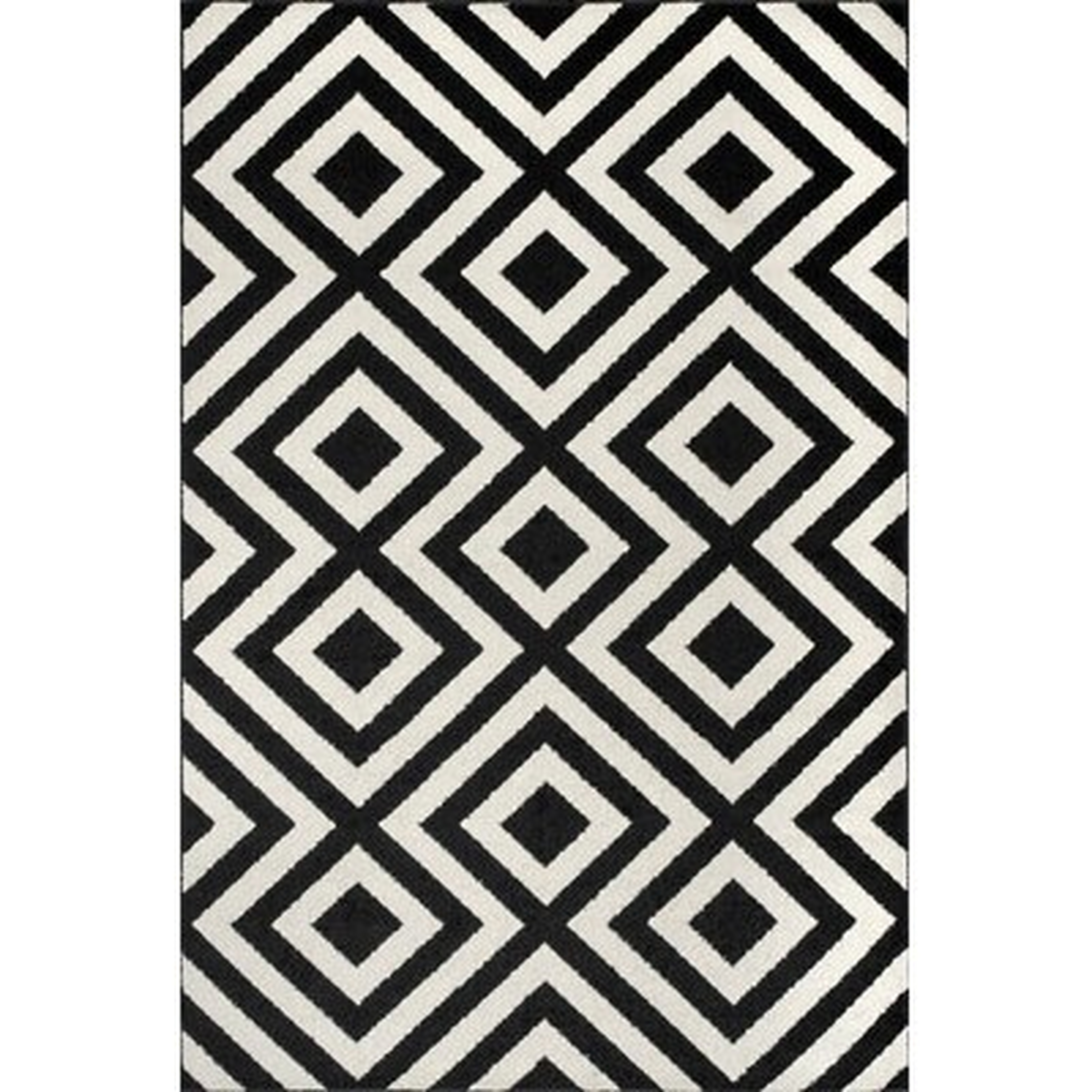 Frances Geometric Black/White Area Rug-Rectangle 8' W x 10' L - Wayfair