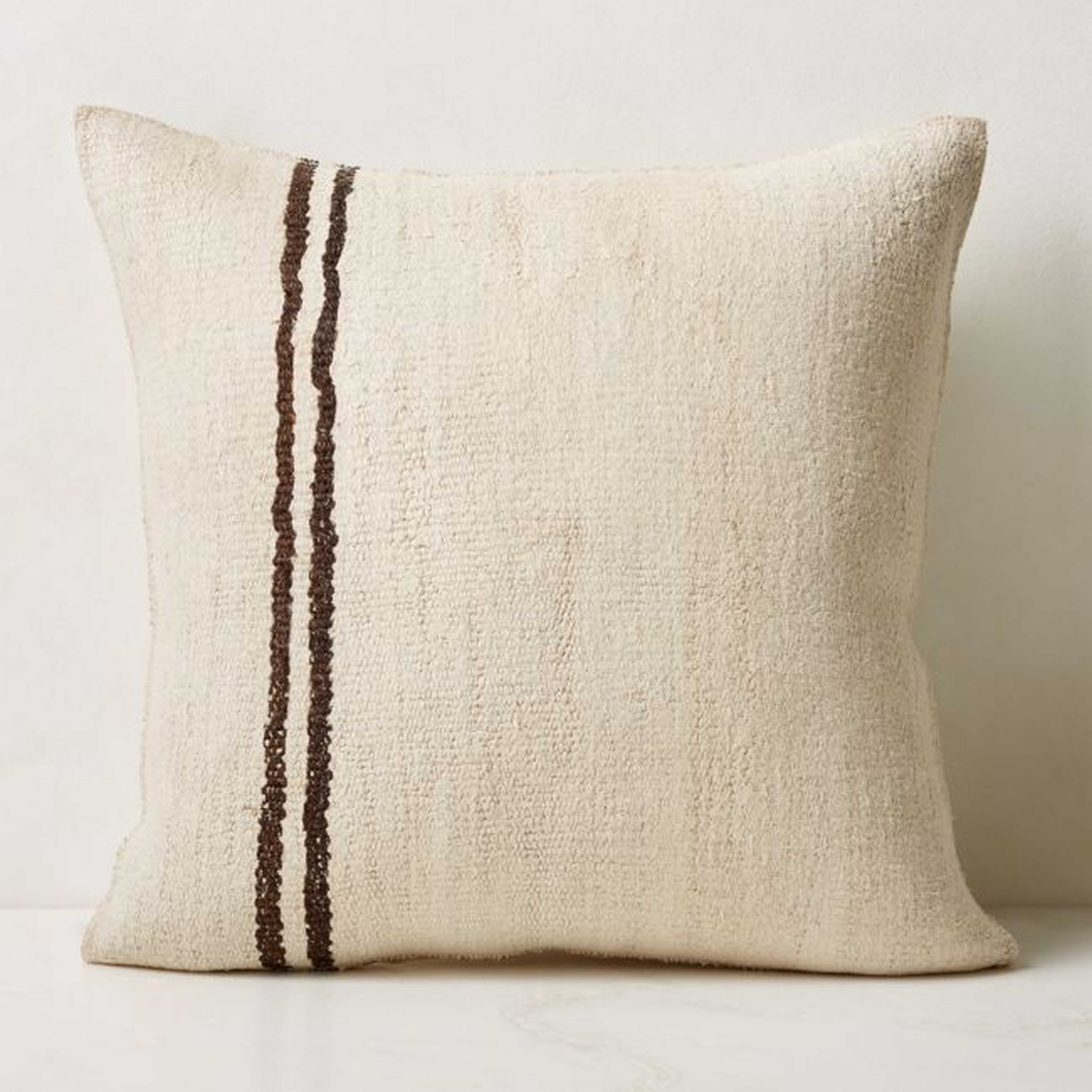Vintage Striped Hemp Throw Pillow with Down-Alternative Insert 23'' - CB2