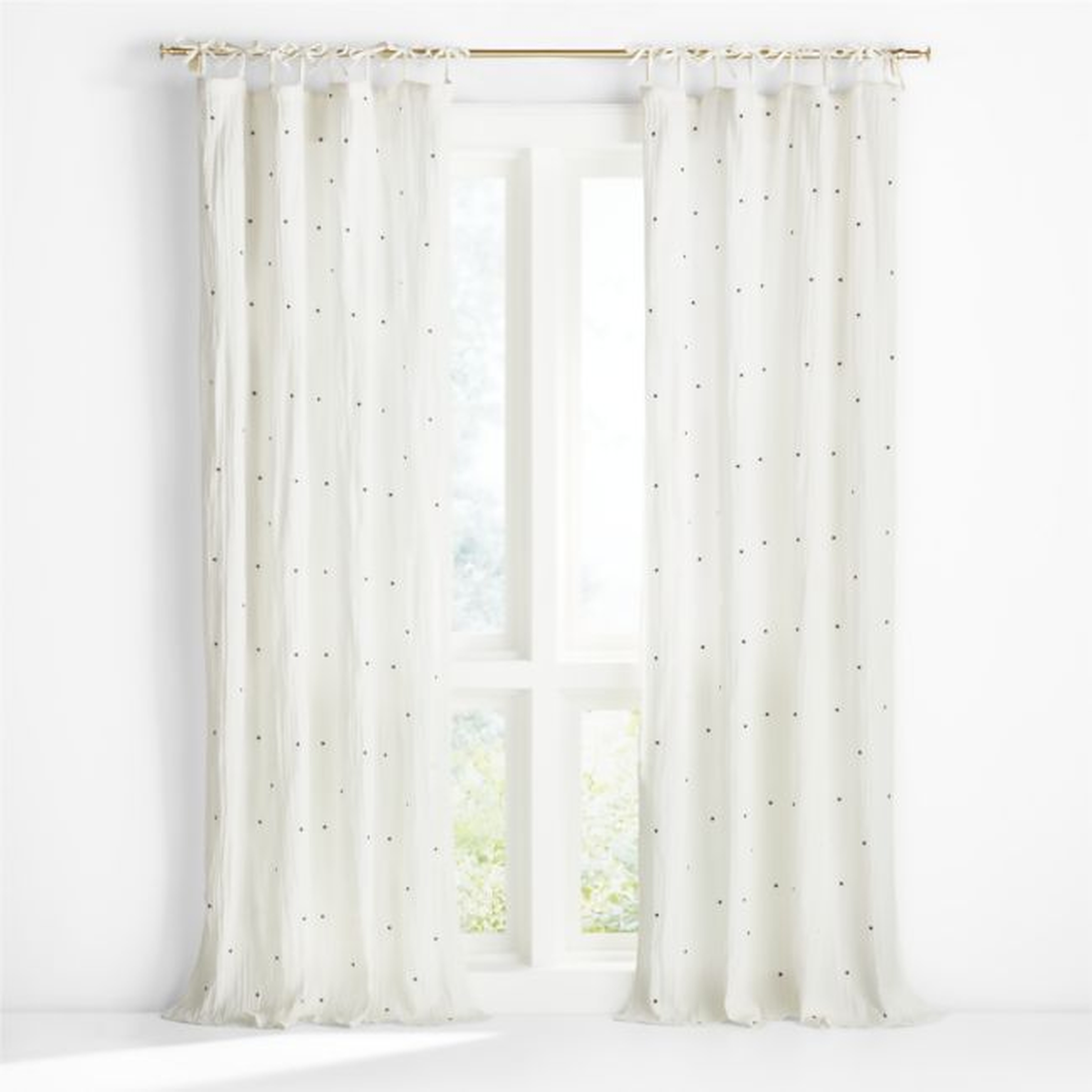 Aldrin Black and White Organic Cotton Sheer Window Curtain Panel 44"x63" - Crate and Barrel