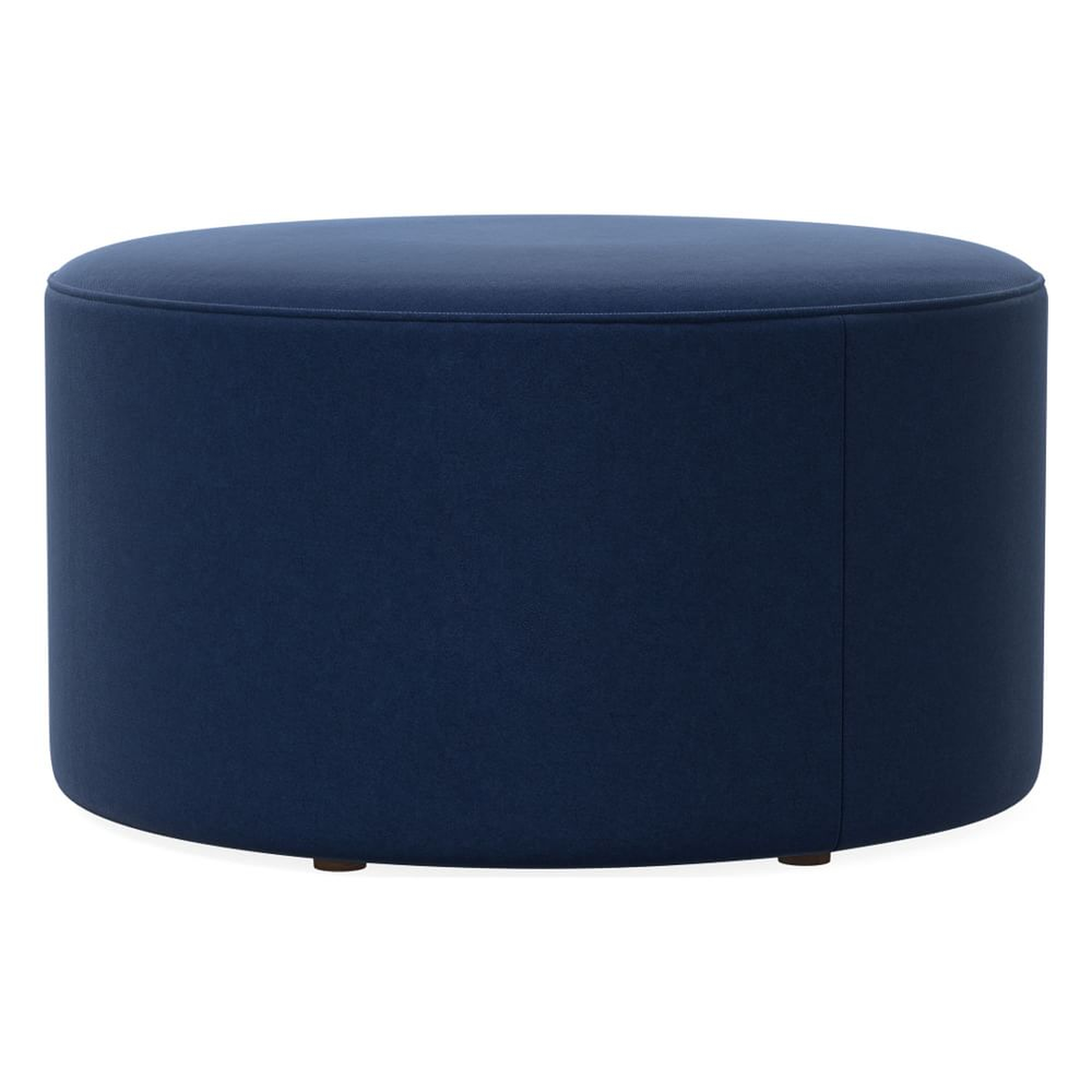Isla Large Ottoman, Poly, Performance Velvet, Ink Blue, Concealed Supports - West Elm