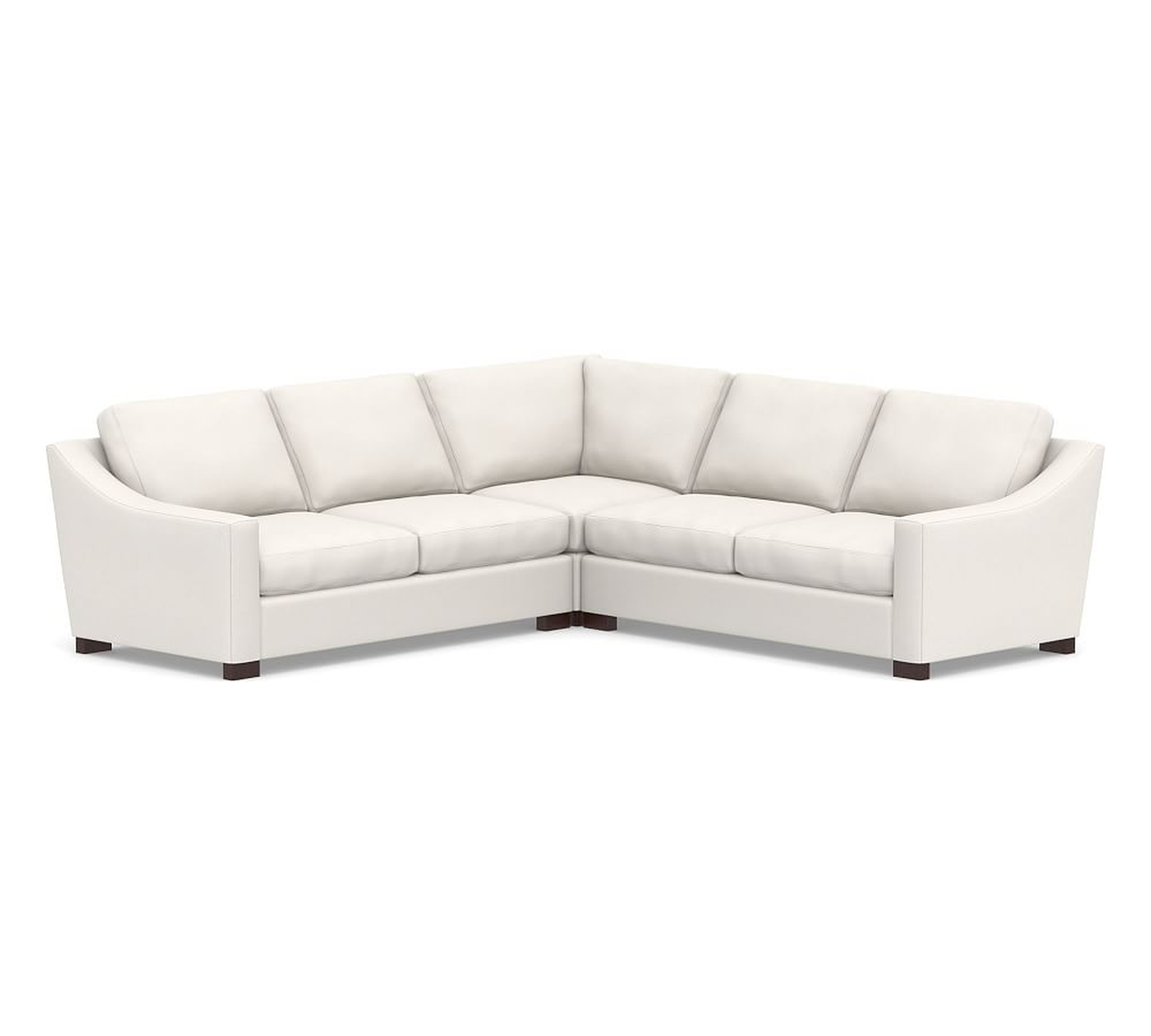 Turner Slope Arm Upholstered 3-Piece L-Shaped Corner Sectional, Down Blend Wrapped Cushions, Performance Everydaylinen(TM) by Crypton(R) Home Ivory - Pottery Barn