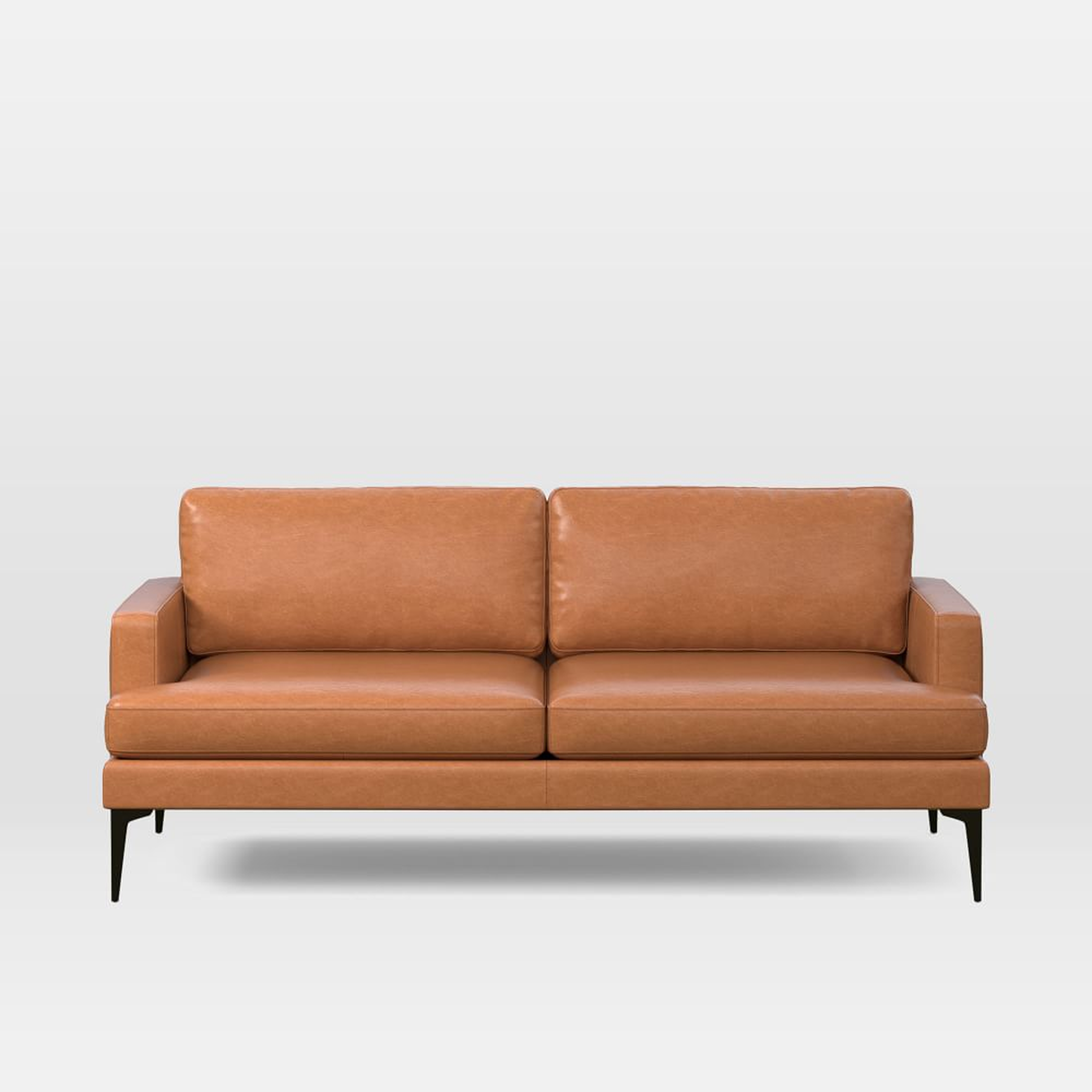 Andes 77" Multi-Seat Sofa, Standard Depth, Saddle Leather, Nut, Dark Pewter - West Elm