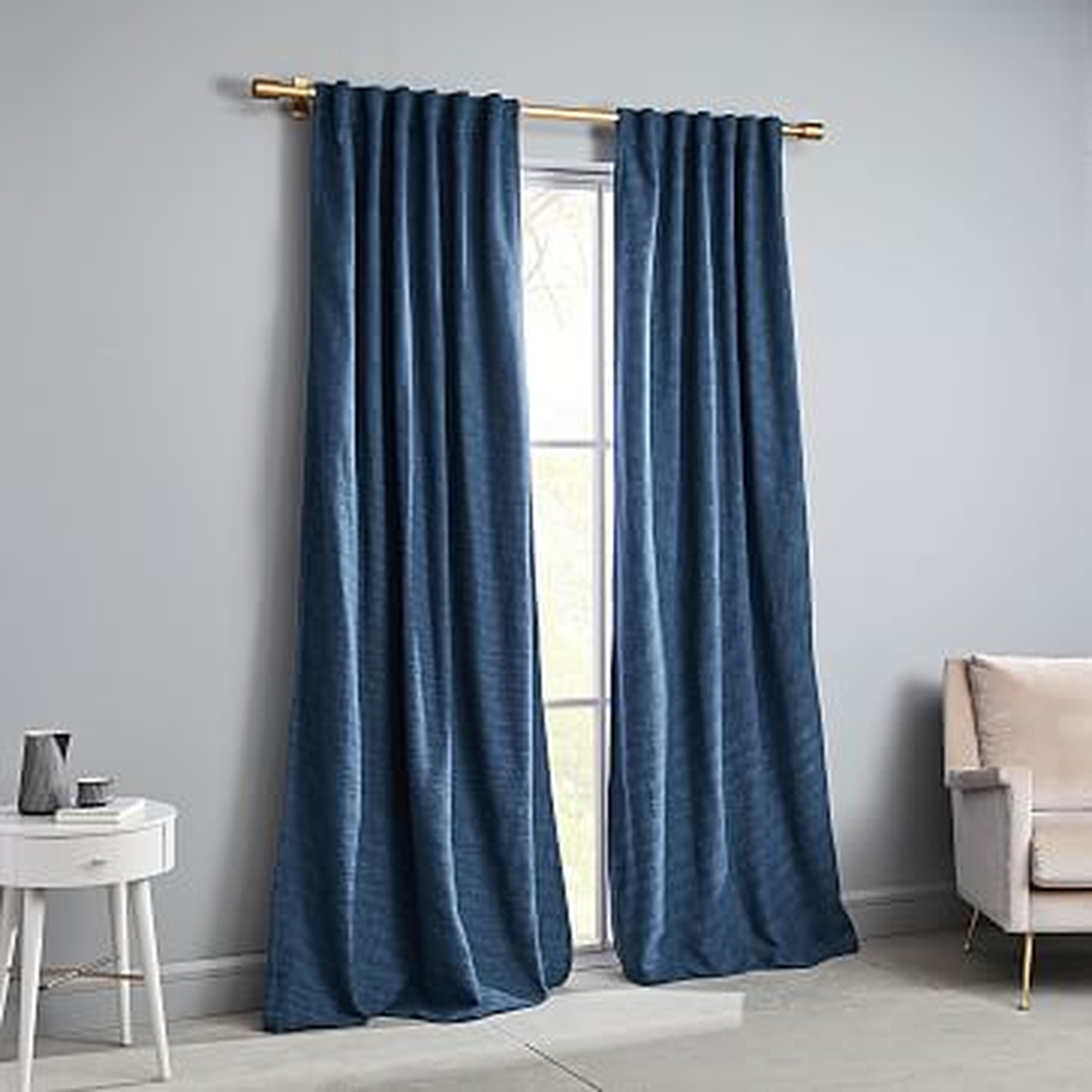 Textured Weave Curtain, Shadow Blue, 48"x96" - West Elm