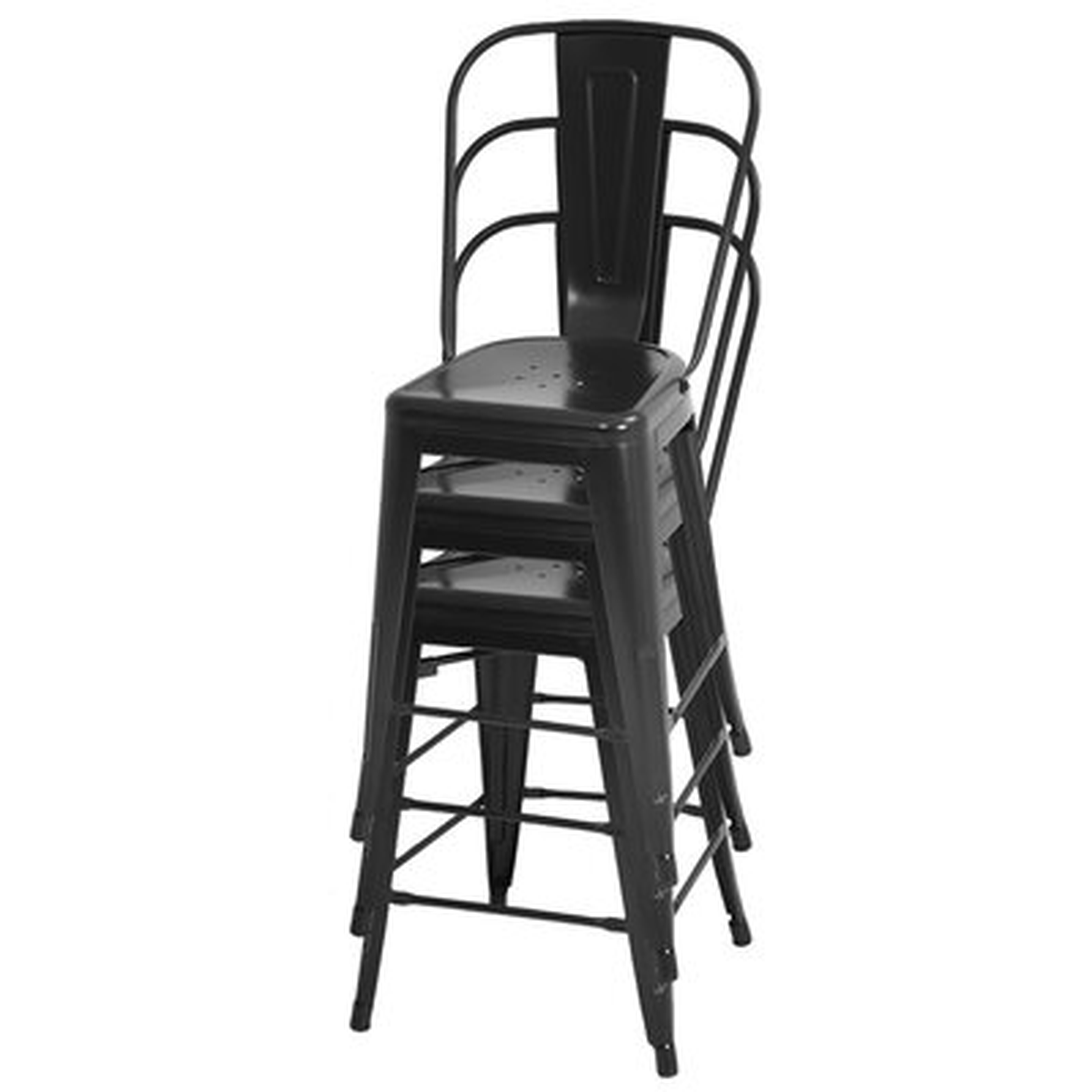 24 Inches Metal Bar Stool Set Of 4 Counter Height Barstool With Back Seat Height Industrial Bar Chairs Patio Stool Stackable Modern Kitchen Stool Indoor Outdoor Metal Bar Stool Kitchen Stools - Wayfair