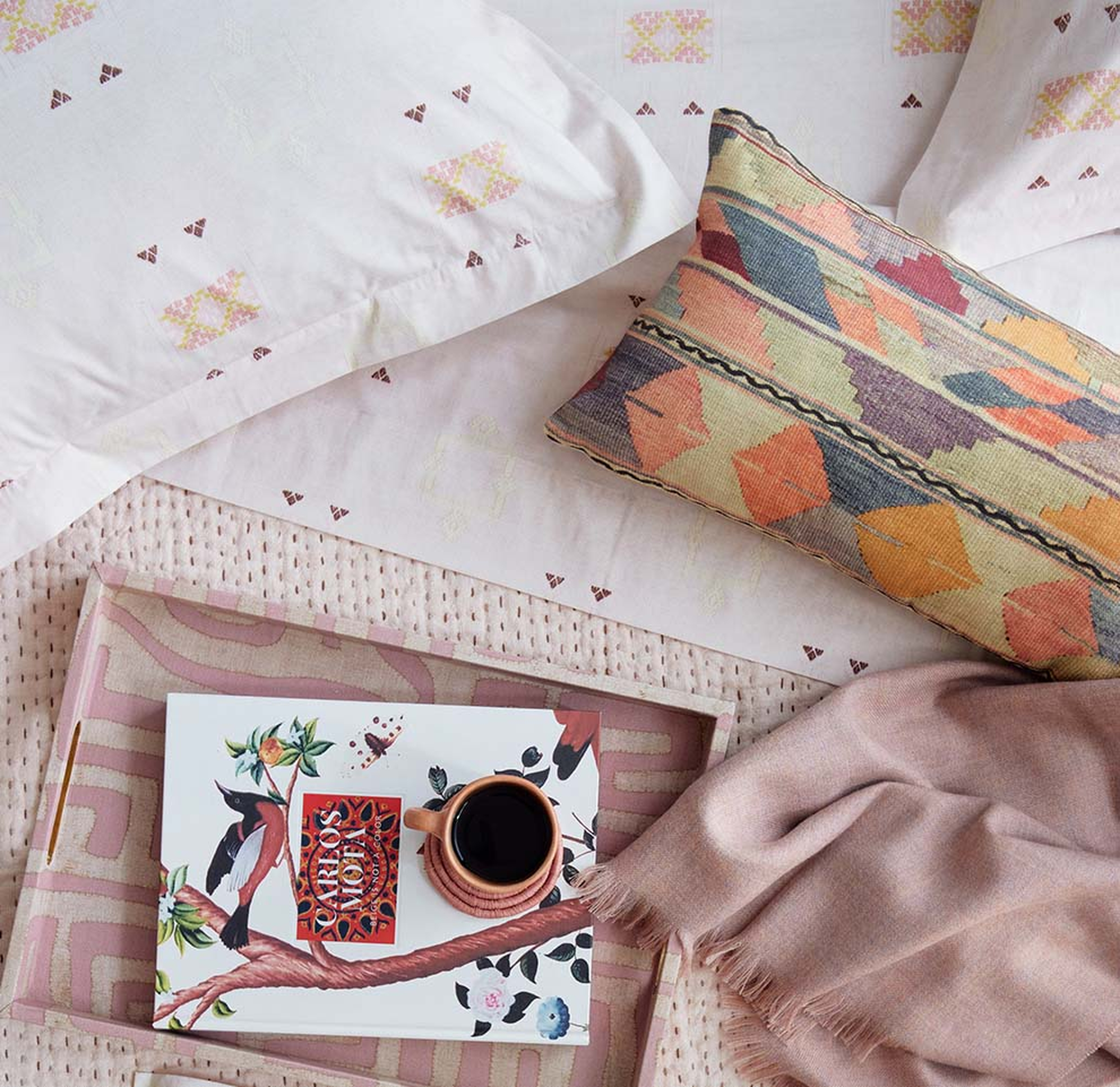 Blush Cactus Silk Sheet Set by St. Frank | Pink | Twin/Twin XL | Cotton/Silk - St. Frank