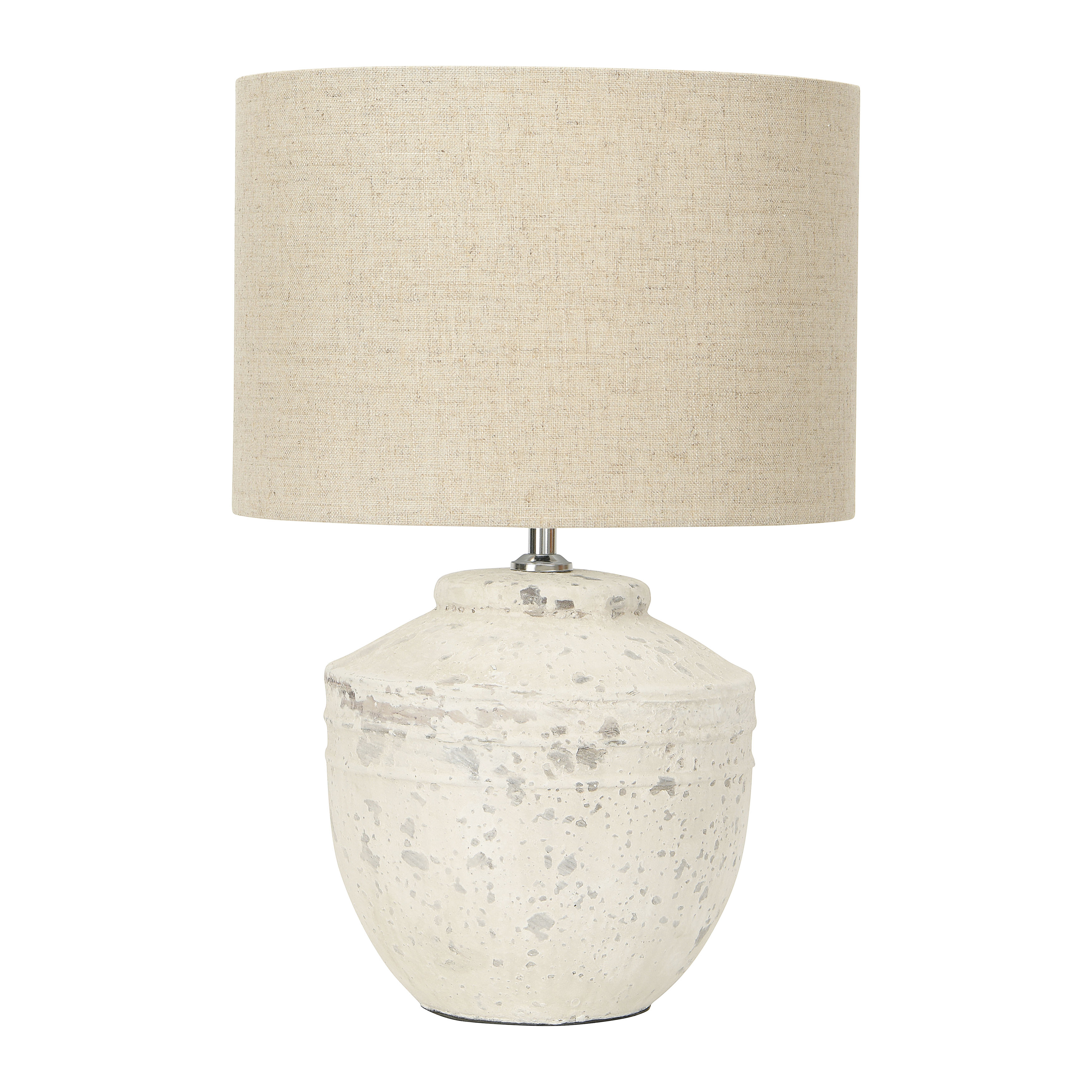 19.25 in Cement Table Lamp with Linen Shade - Creative Co-Op