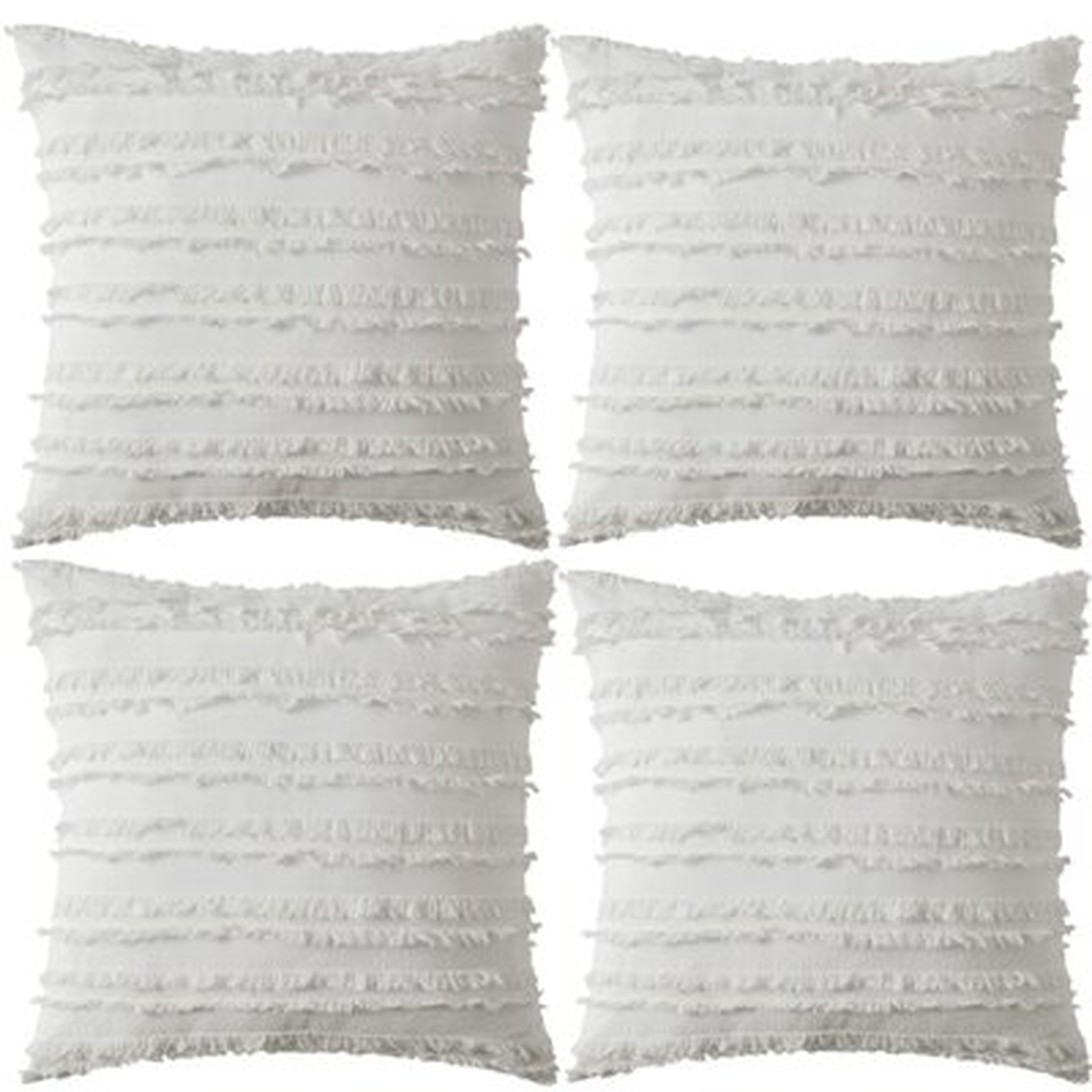 Set Of 4 Striped Jaquard Pattern Pillow Covers - Wayfair