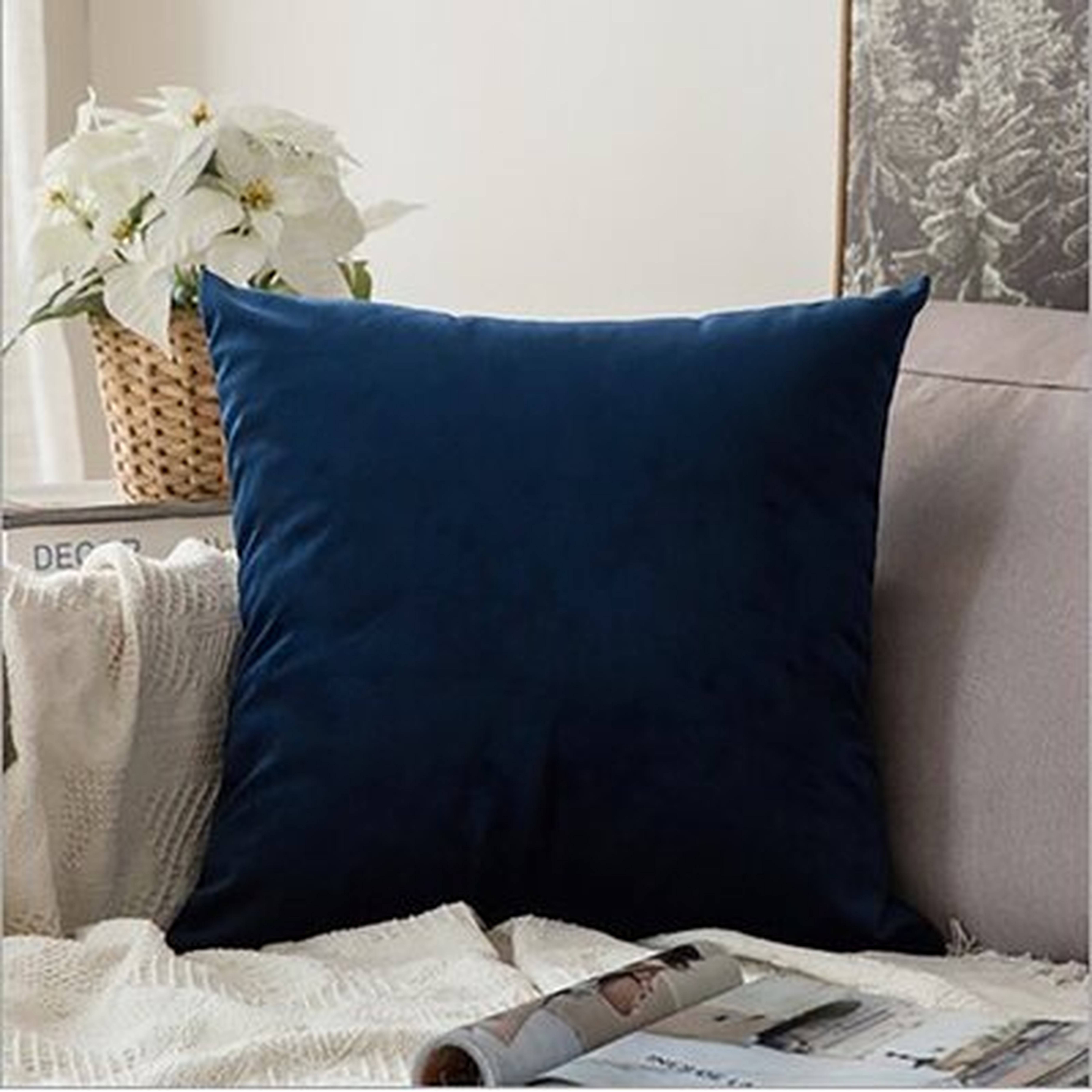Horatio Square Velvet Pillow Cover, 20" x 20" - Wayfair