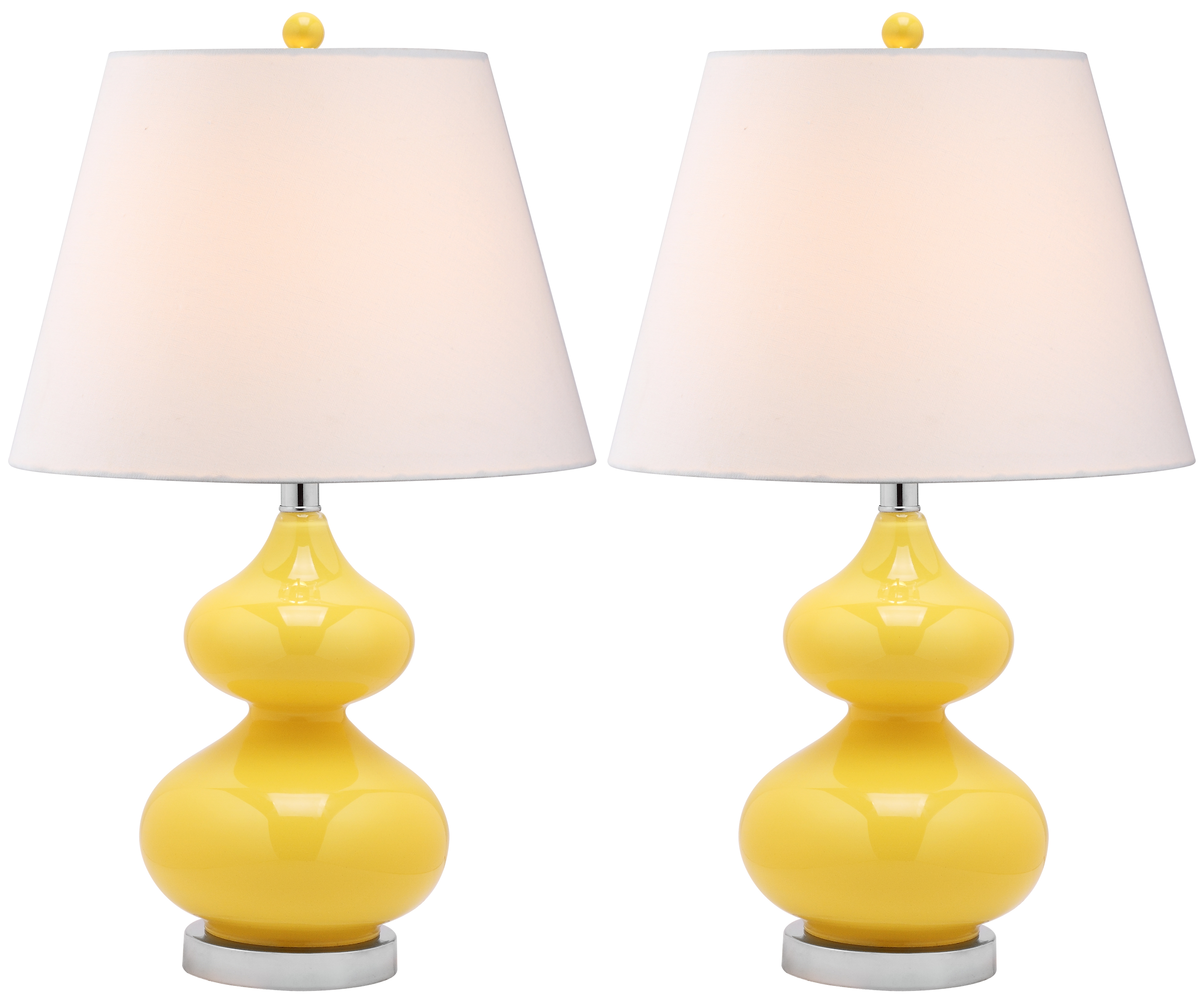 Eva 24-Inch H Double Gourd Glass Table Lamp - Yellow - Safavieh - Safavieh