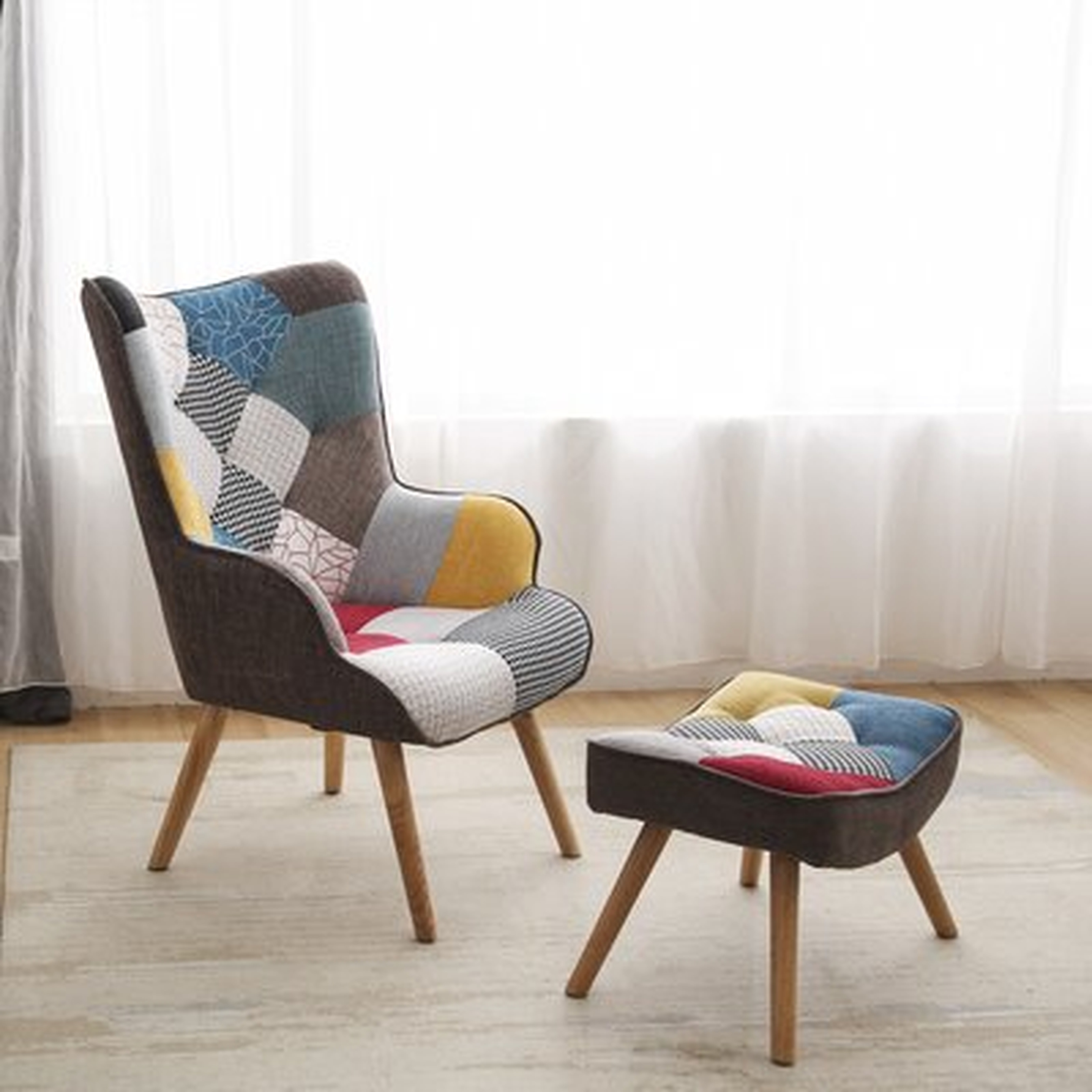 Modern Colourful Accent Chair With Ottoman - Wayfair