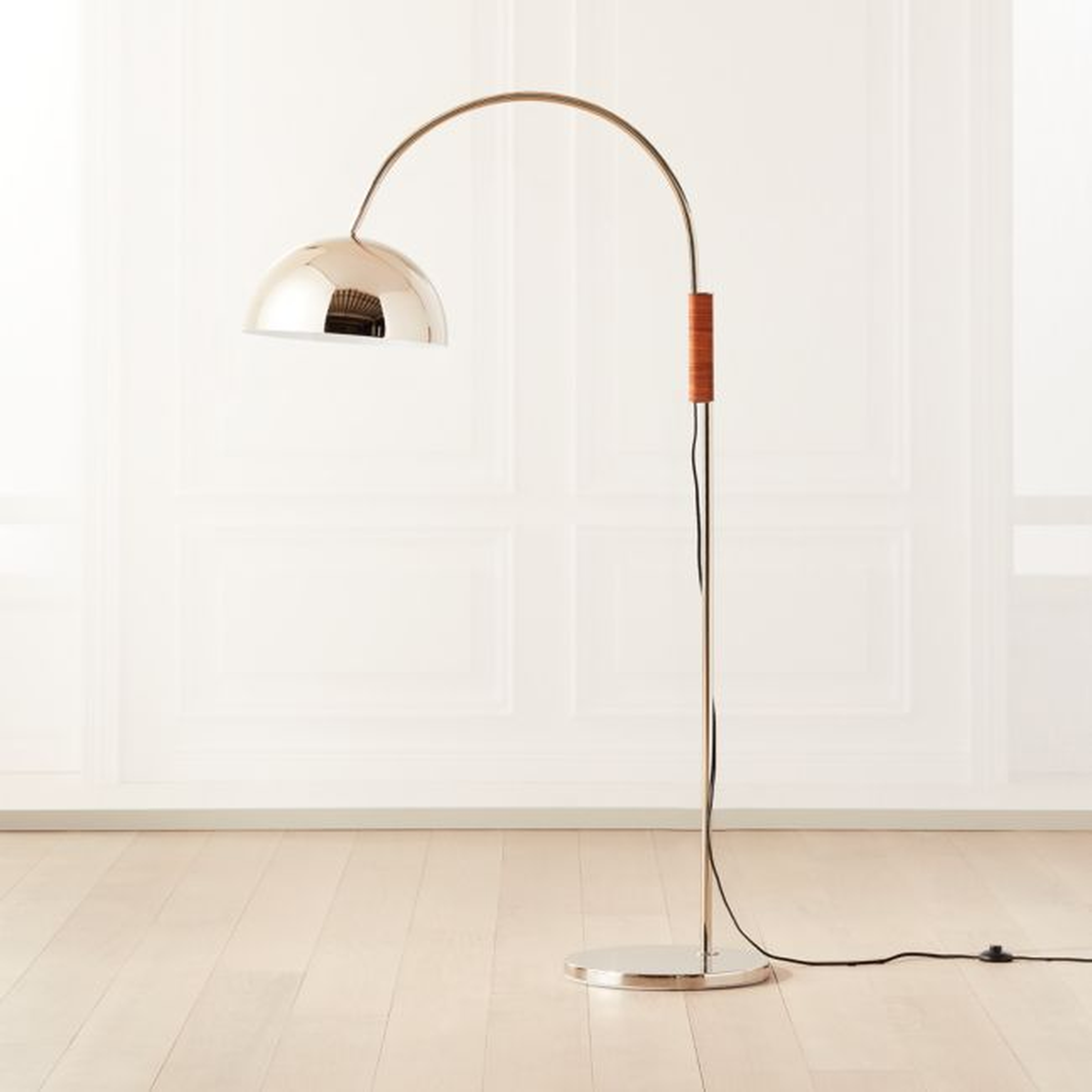 Jett Arched Floor Lamp, Champagne - CB2