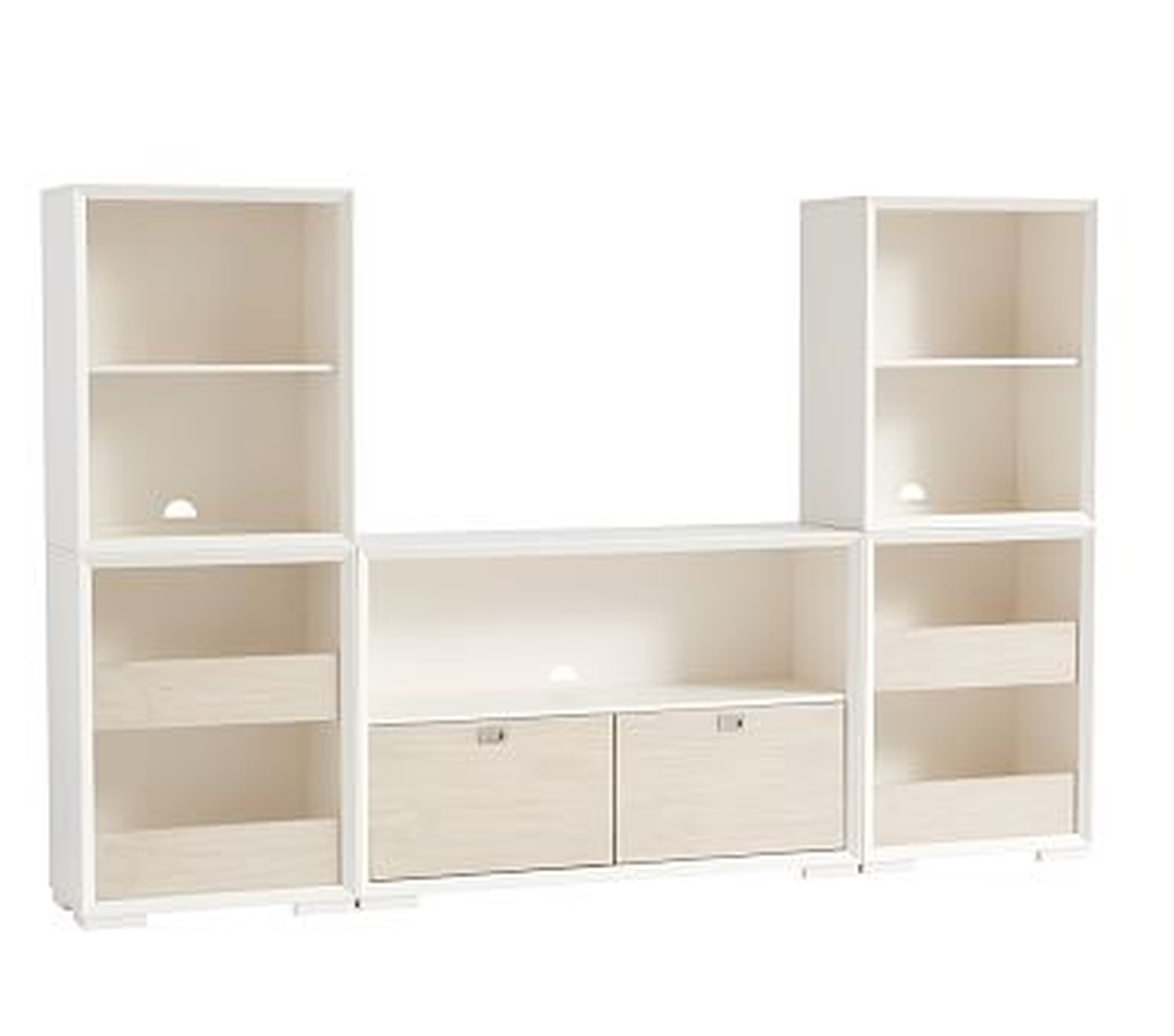 Callum Wall Extra Wide Drawer Base &amp; Tower Set, Weathered White/Simply White, Flat Rate - Pottery Barn Kids