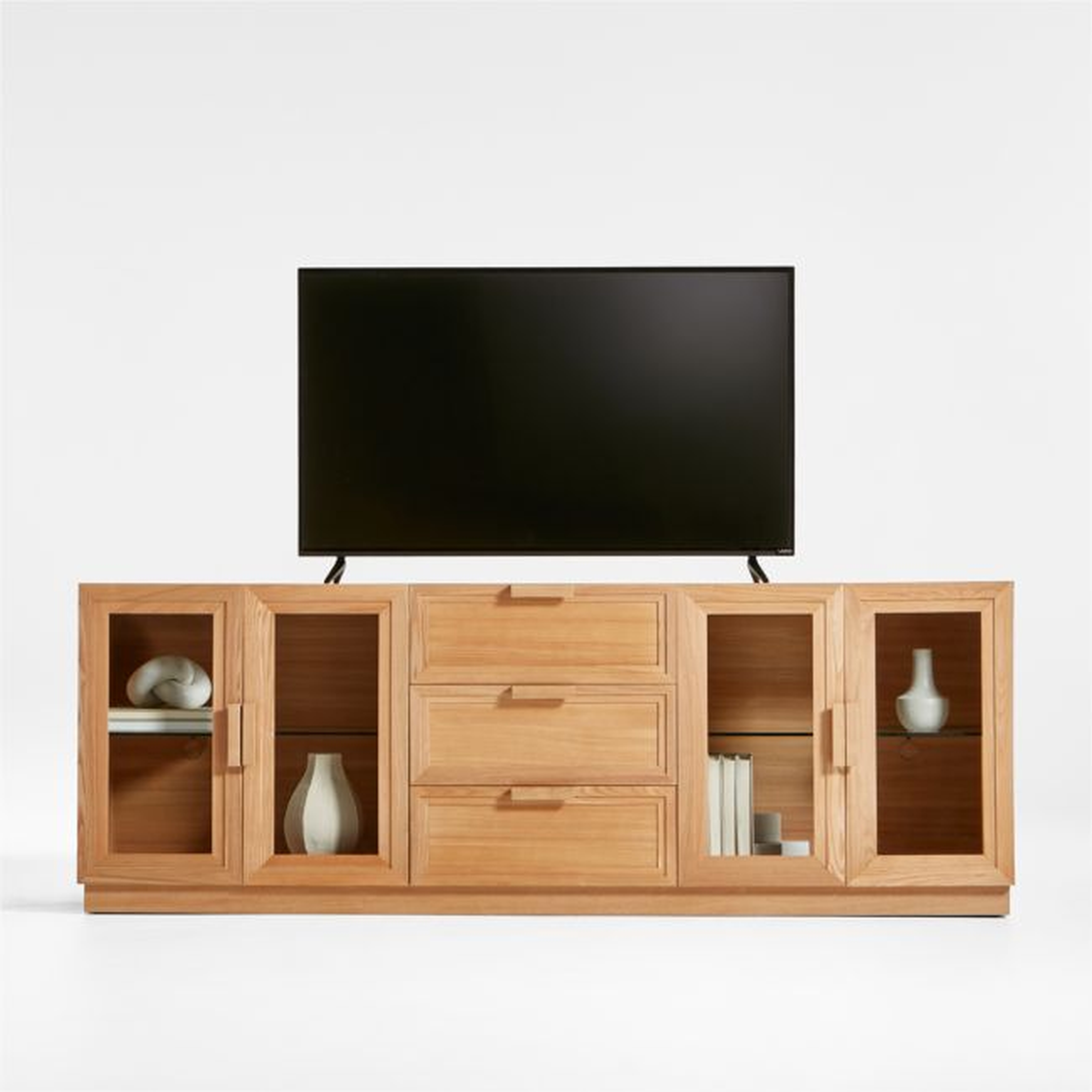 Calypso 90" Natural Wood Storage Media Console - Crate and Barrel