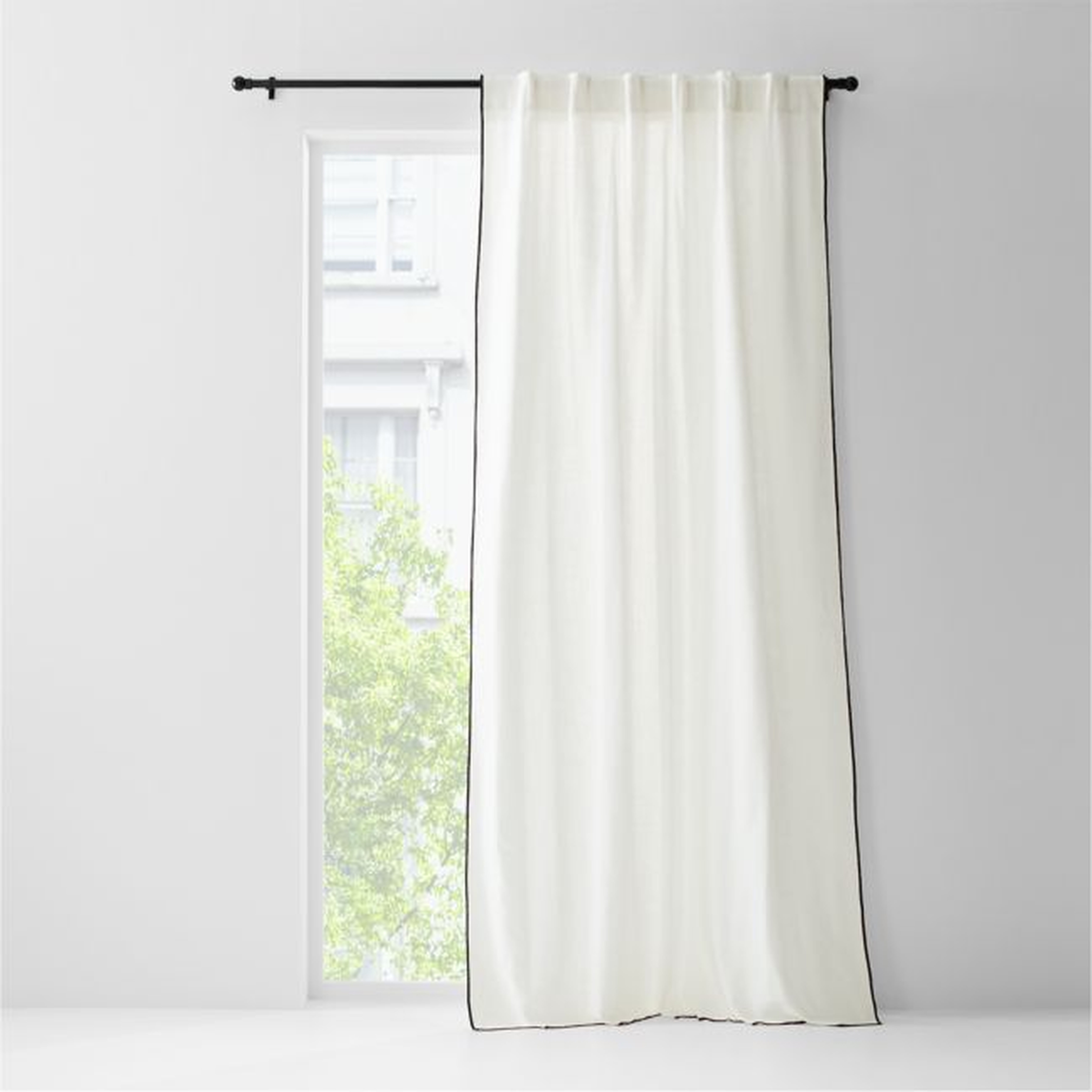 Crisp White Merrow Stitch Organic Cotton Window Curtain Panel 52"x108" - Crate and Barrel