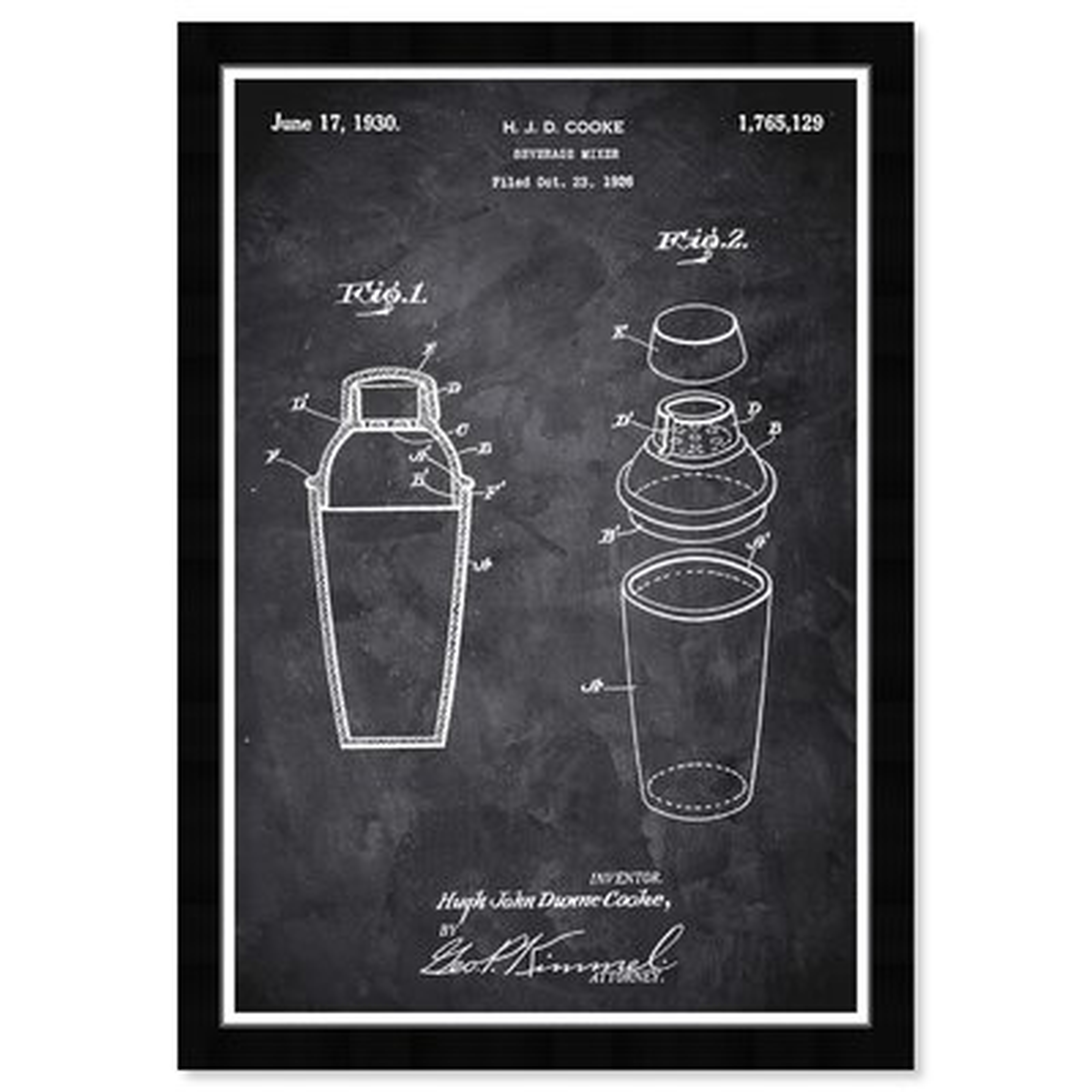 'Drinks and Spirits Cocktail Mixer 1930 Chalkboard Bar' - Picture Frame Graphic Art Print on Paper - Wayfair