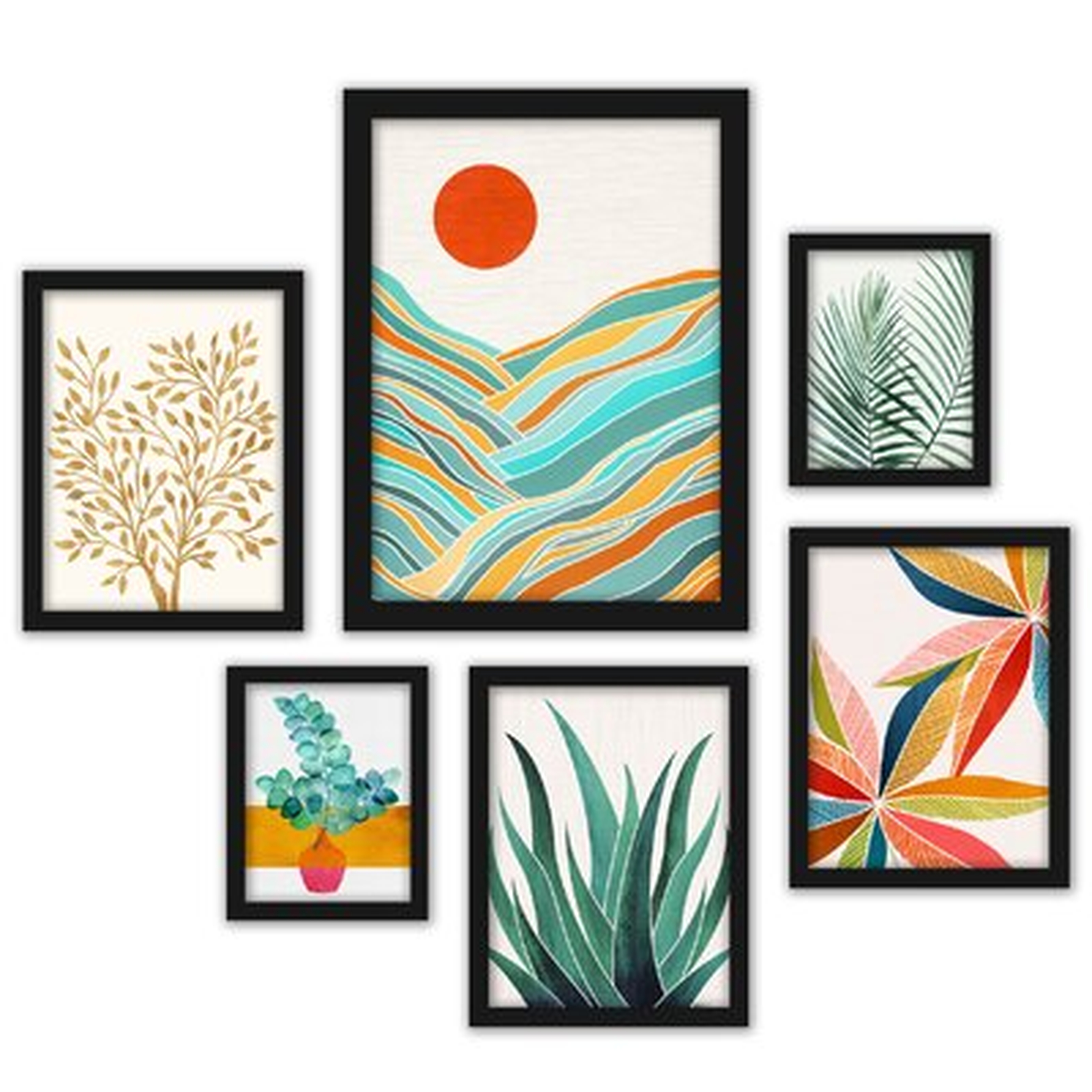Modern Tropical Picture Frame Gallery Wall Set, Set of 6 - Wayfair