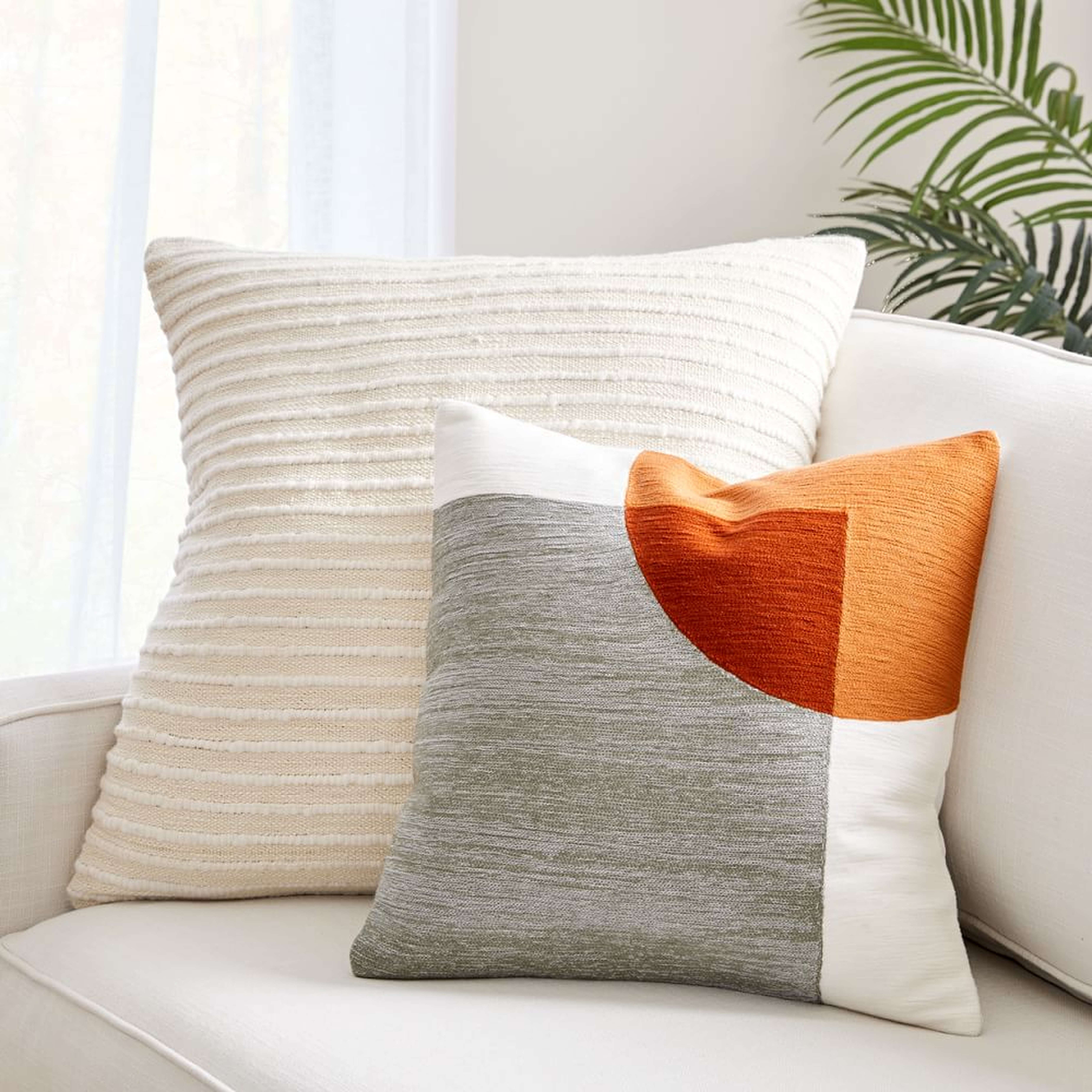 Crewel Overlapping Shapes & Soft Corded Pillow Set, Set Of 2 - West Elm