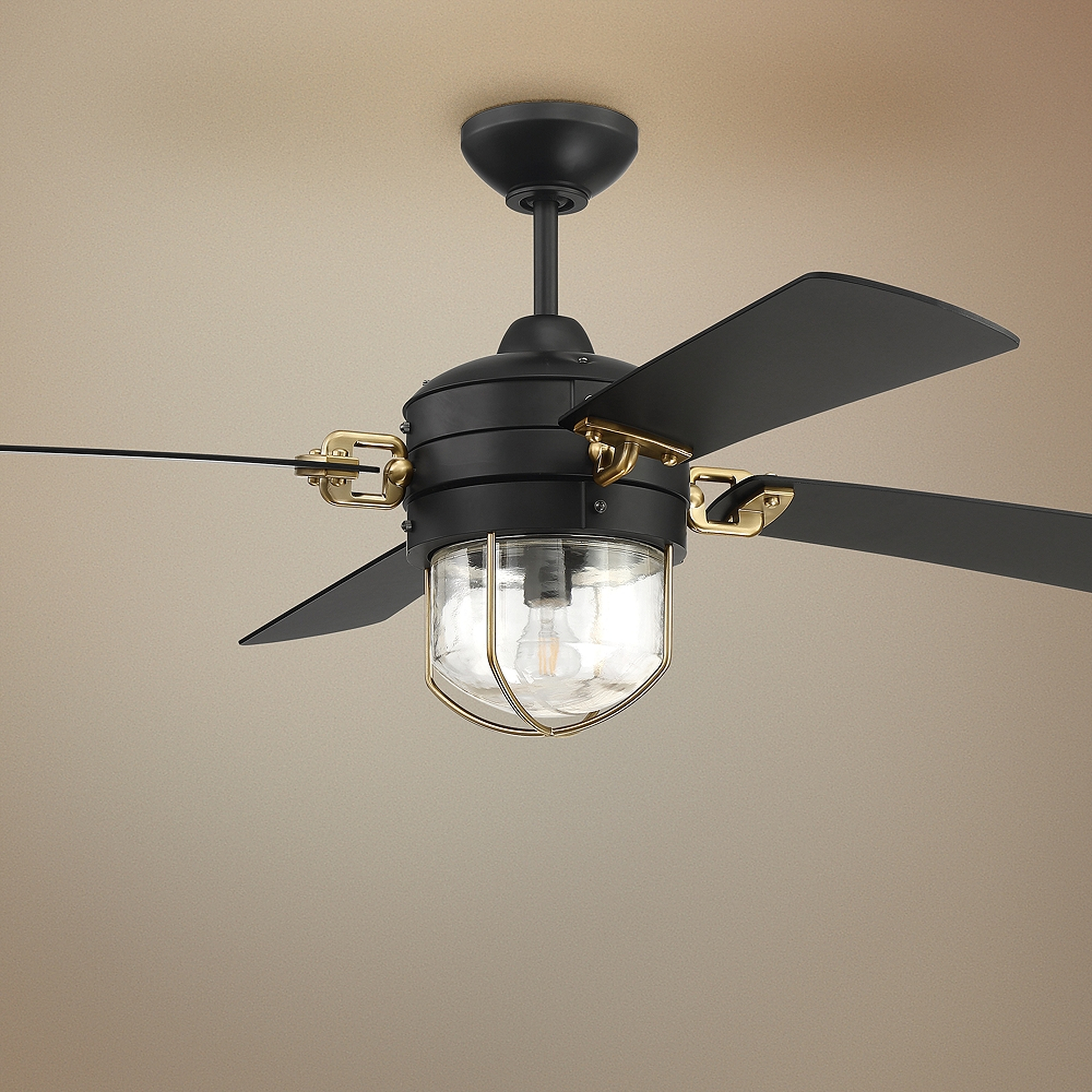52" Craftmade Nola Flat Black - Satin Brass LED Ceiling Fan - Style # 72G28 - Lamps Plus
