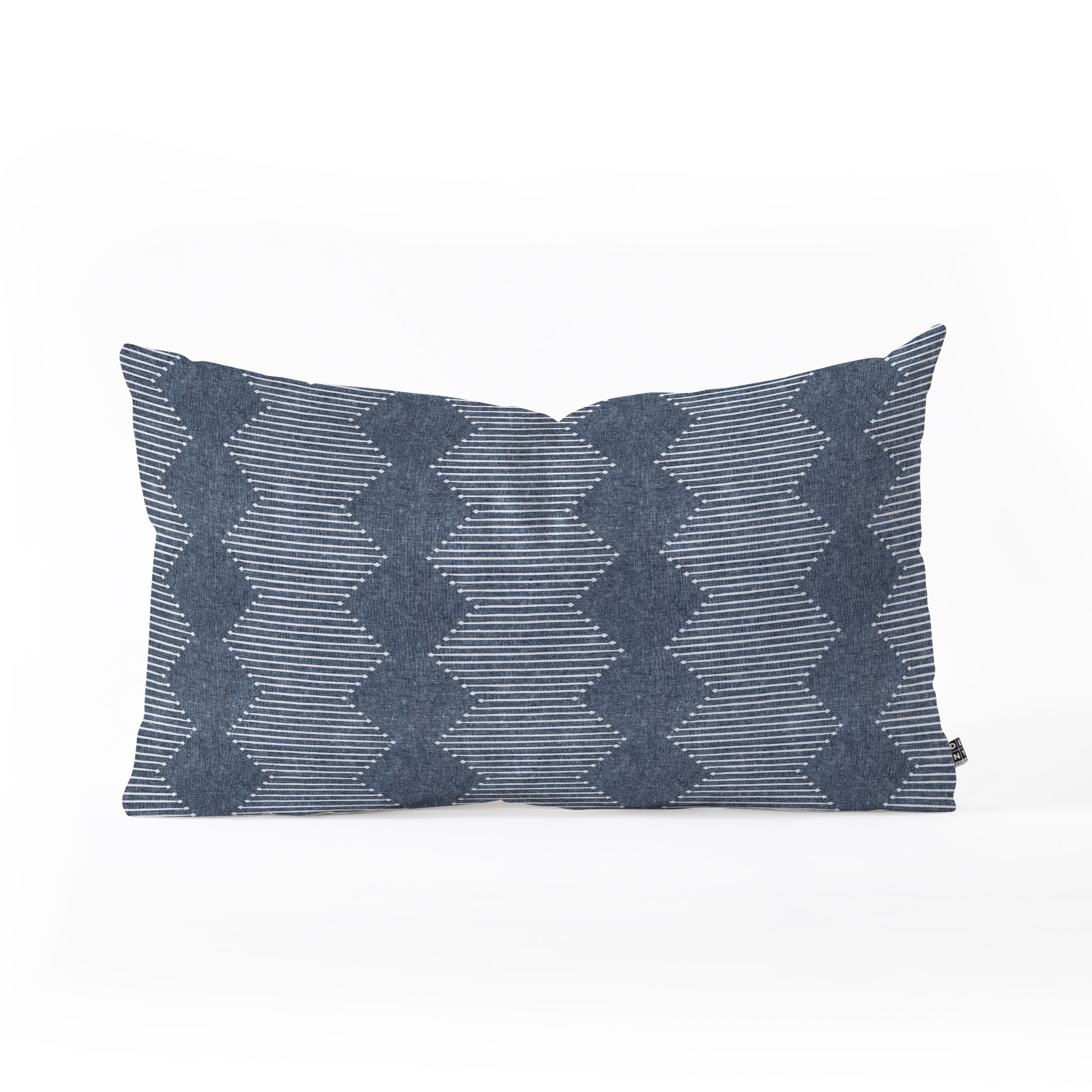 Diamond Mud Cloth Navy by Little Arrow Design Co - Oblong Throw Pillow 26" x 16" - Deny Designs