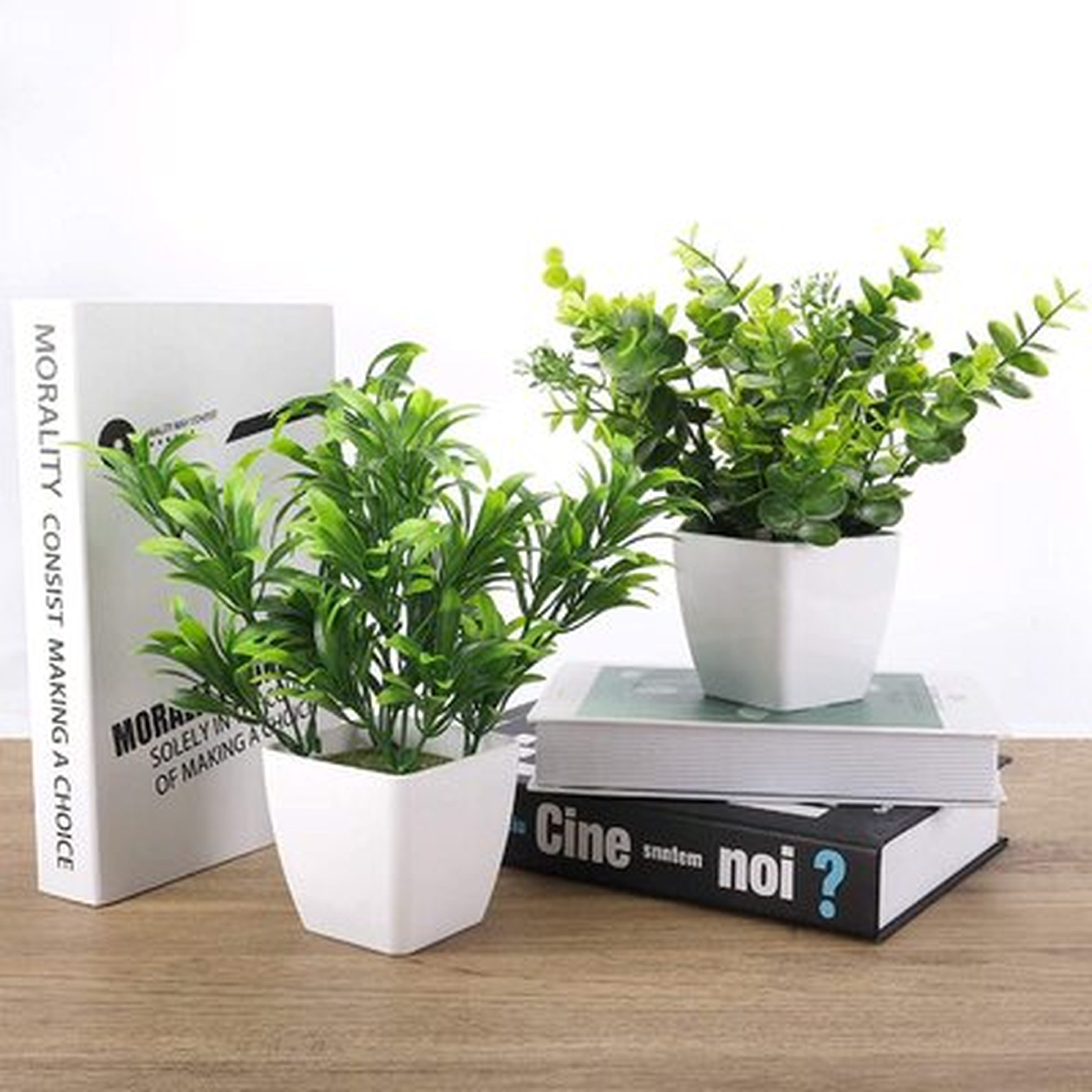 Fake Plants Artificial Greenery Small Faux Plants In White Planter, Potted Plants For Windowsills, Home, Room And Office Décor - Wayfair