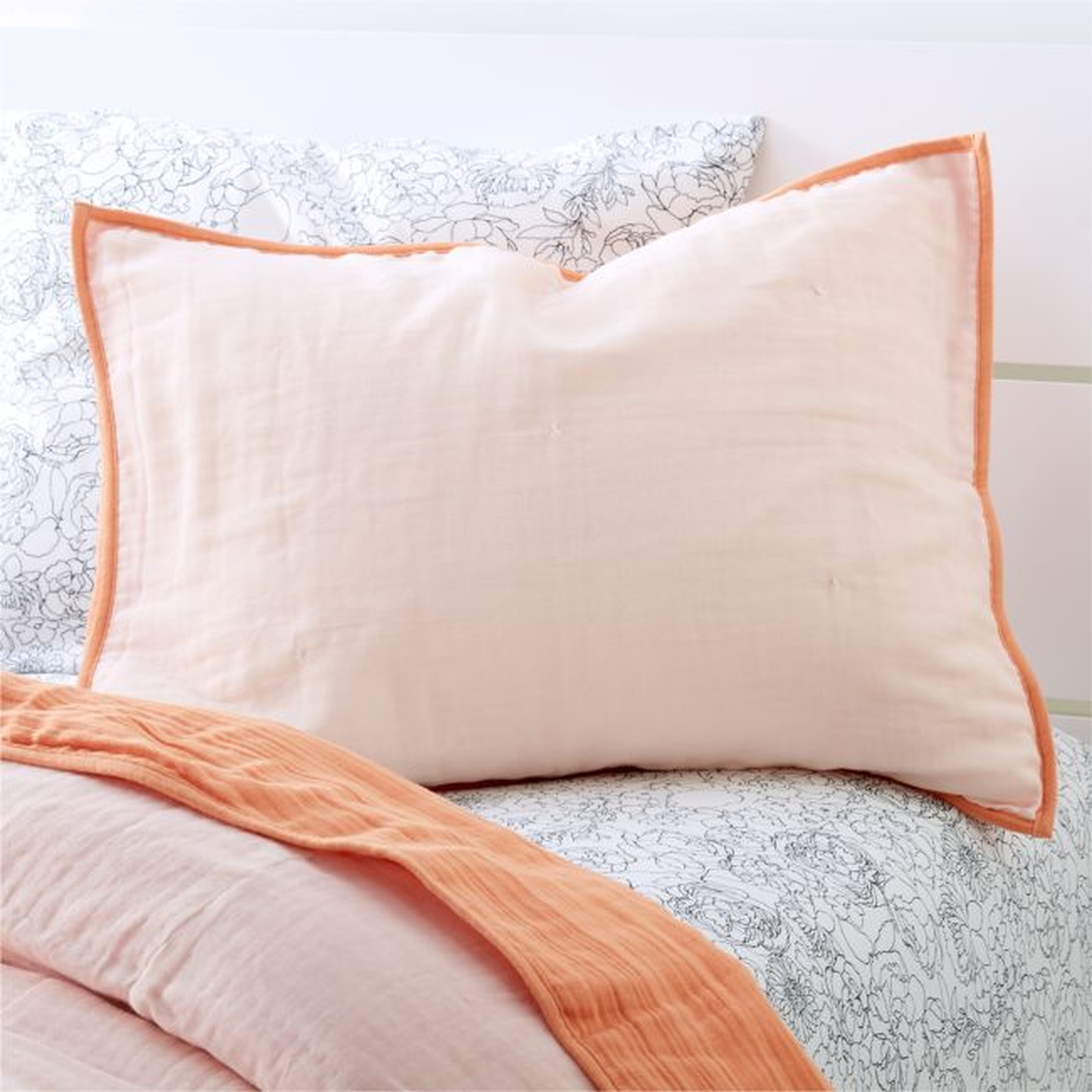 Kids Organic Reversible Cotton Gauze Pink Pillow Sham - Crate and Barrel
