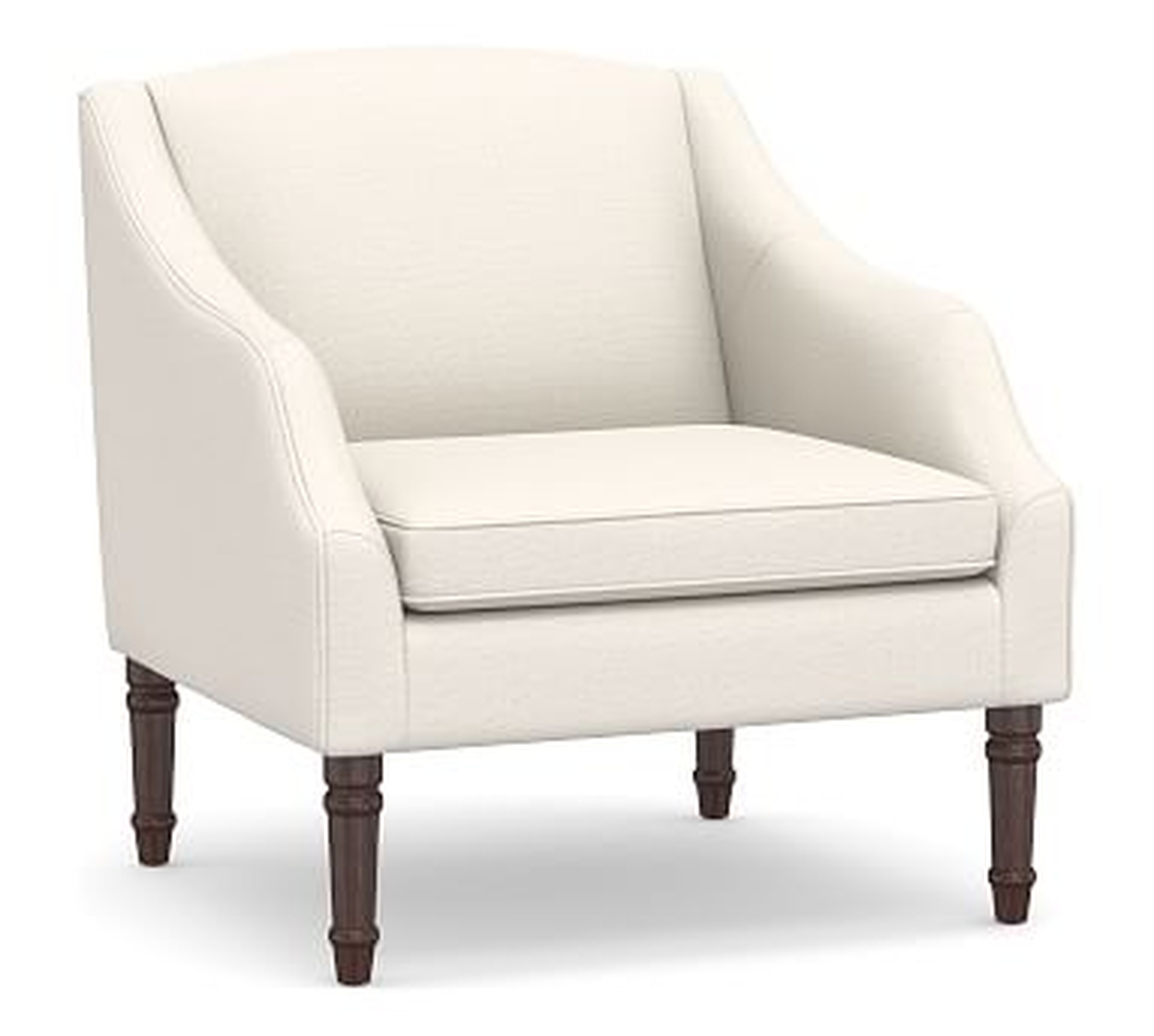 SoMa Emma Upholstered Armchair, Polyester Wrapped Cushions, Performance Chateau Basketweave Ivory - Pottery Barn