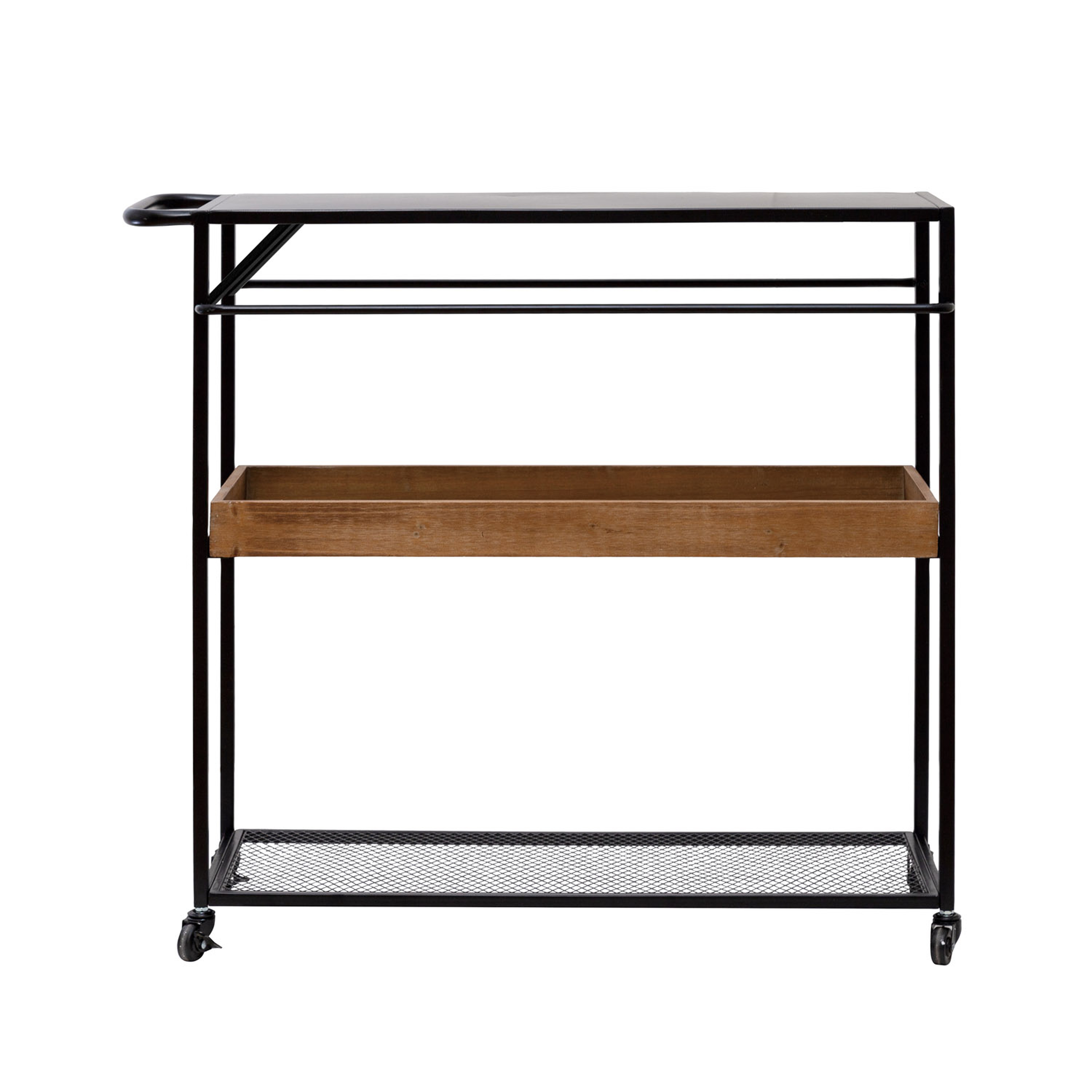 Metal 3-Tier Bar Cart with MDF Shelf - Creative Co-Op