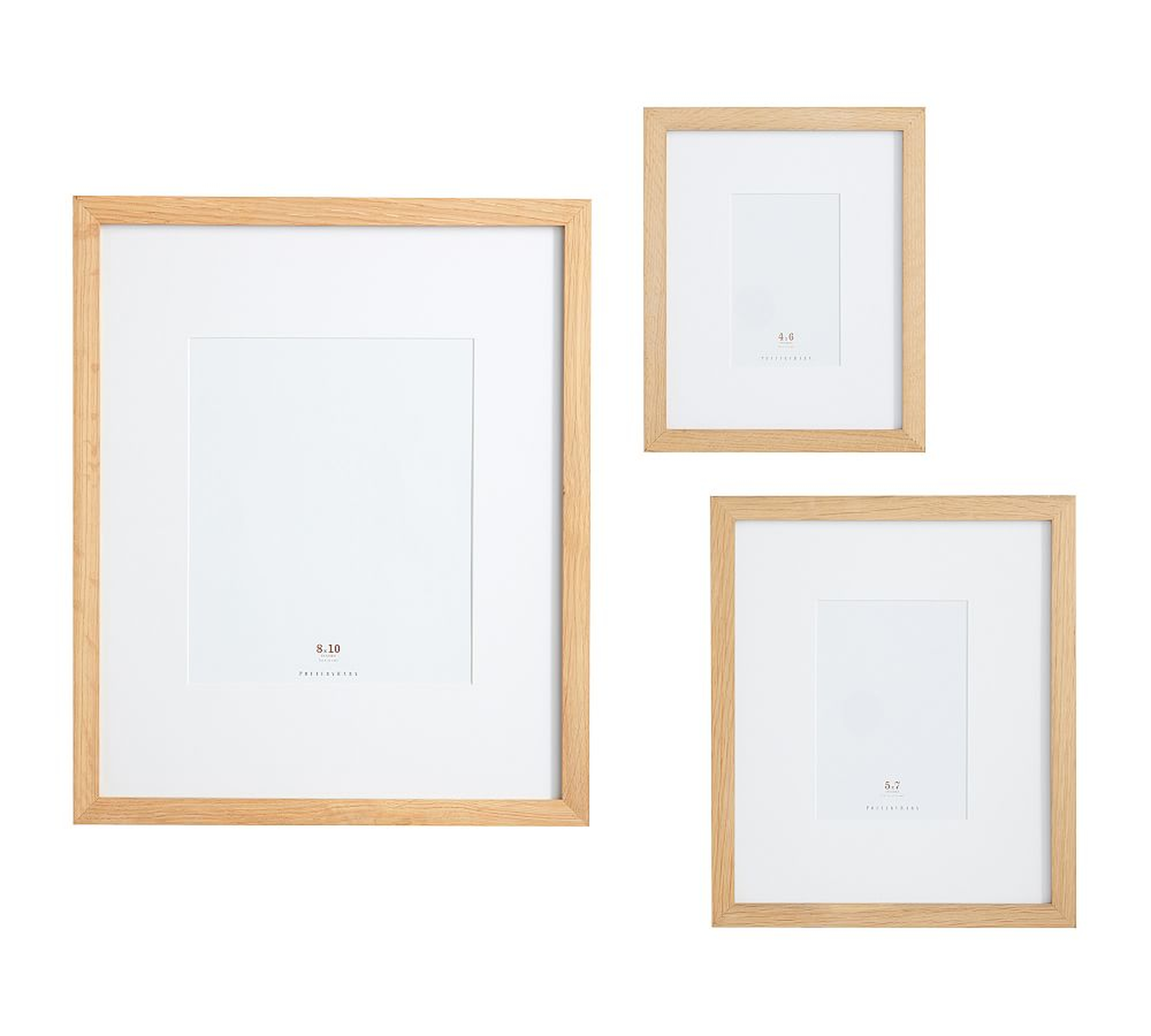 Wood Gallery Single Opening Frame - Set of 3 (includes 4x6, 5x7, 8x10) - White - Pottery Barn