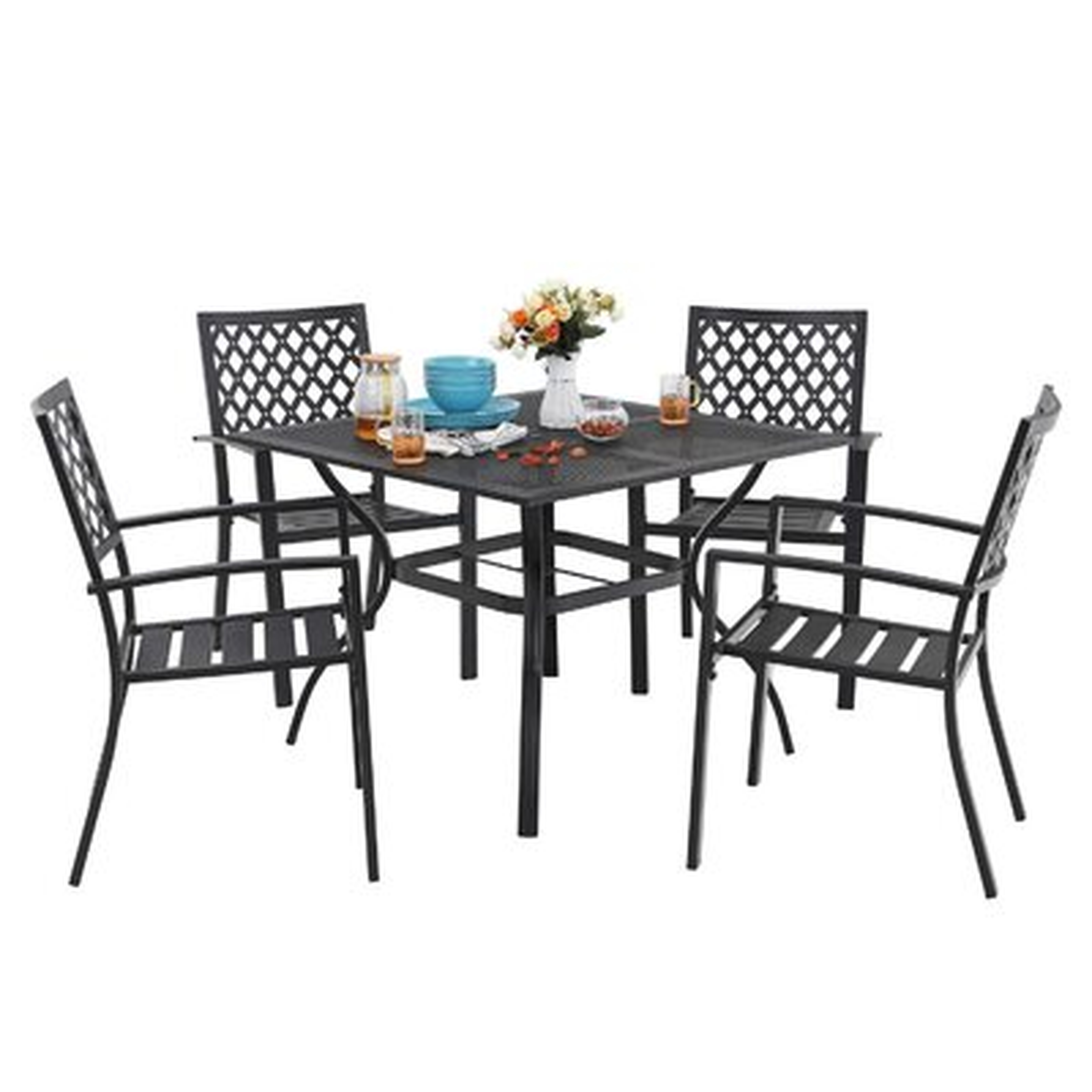 5 Pcs Metal Patio Dining Set - Wayfair