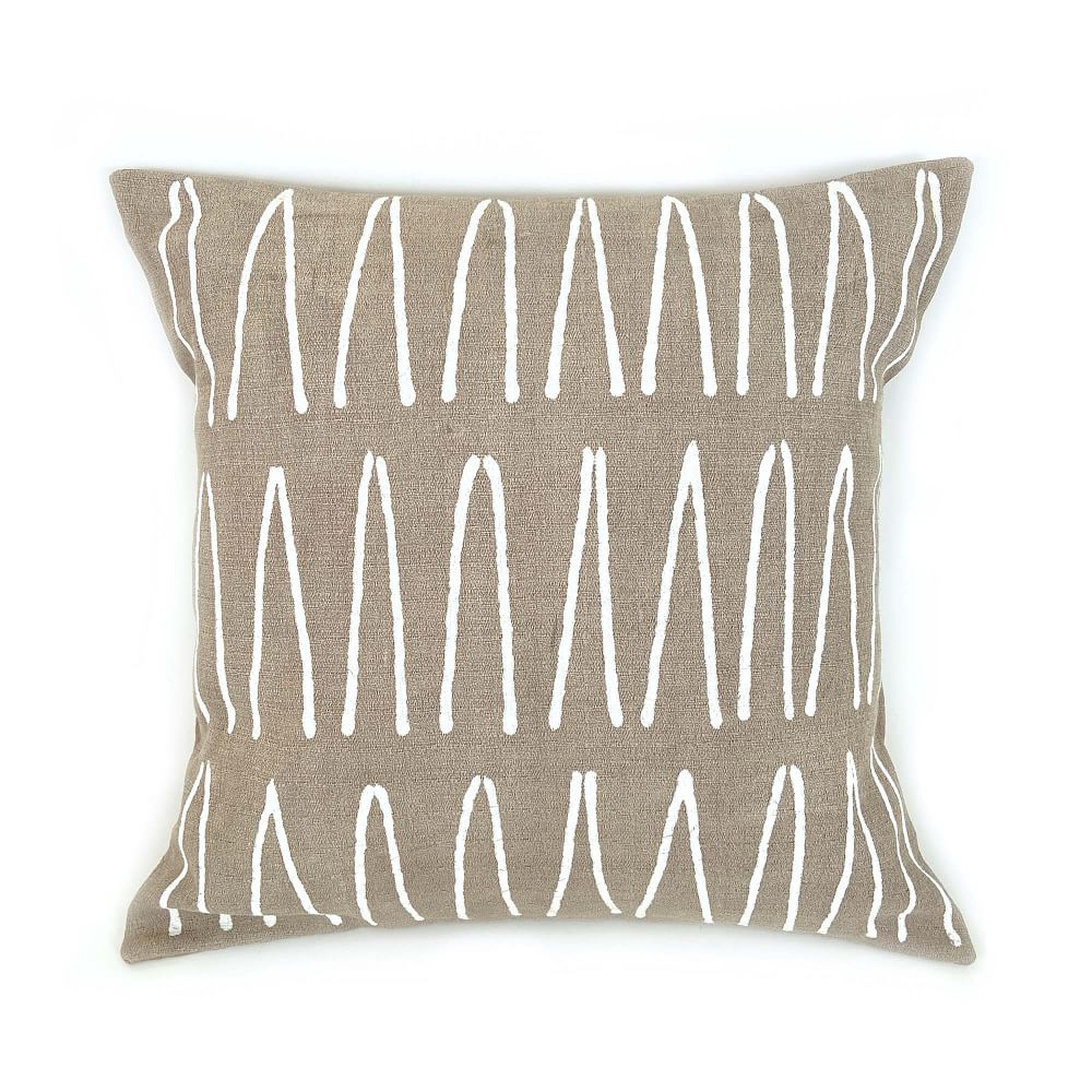 Sadza Batik Pillows, Lines, Taupe + White - West Elm