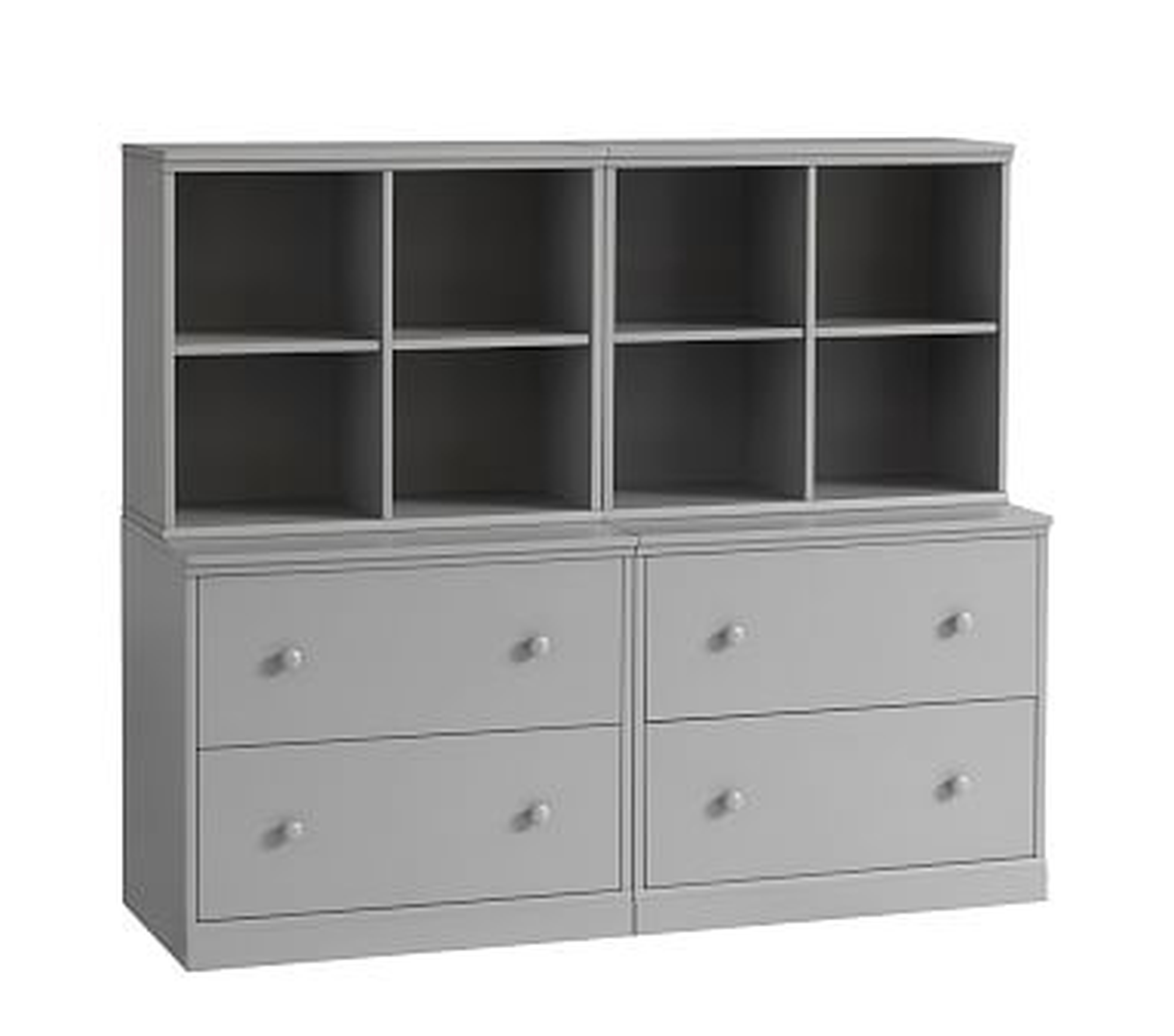 Cameron 2 Cubbies &amp; 2 Double Drawer Base Set, Charcoal, Flat Rate - Pottery Barn Kids
