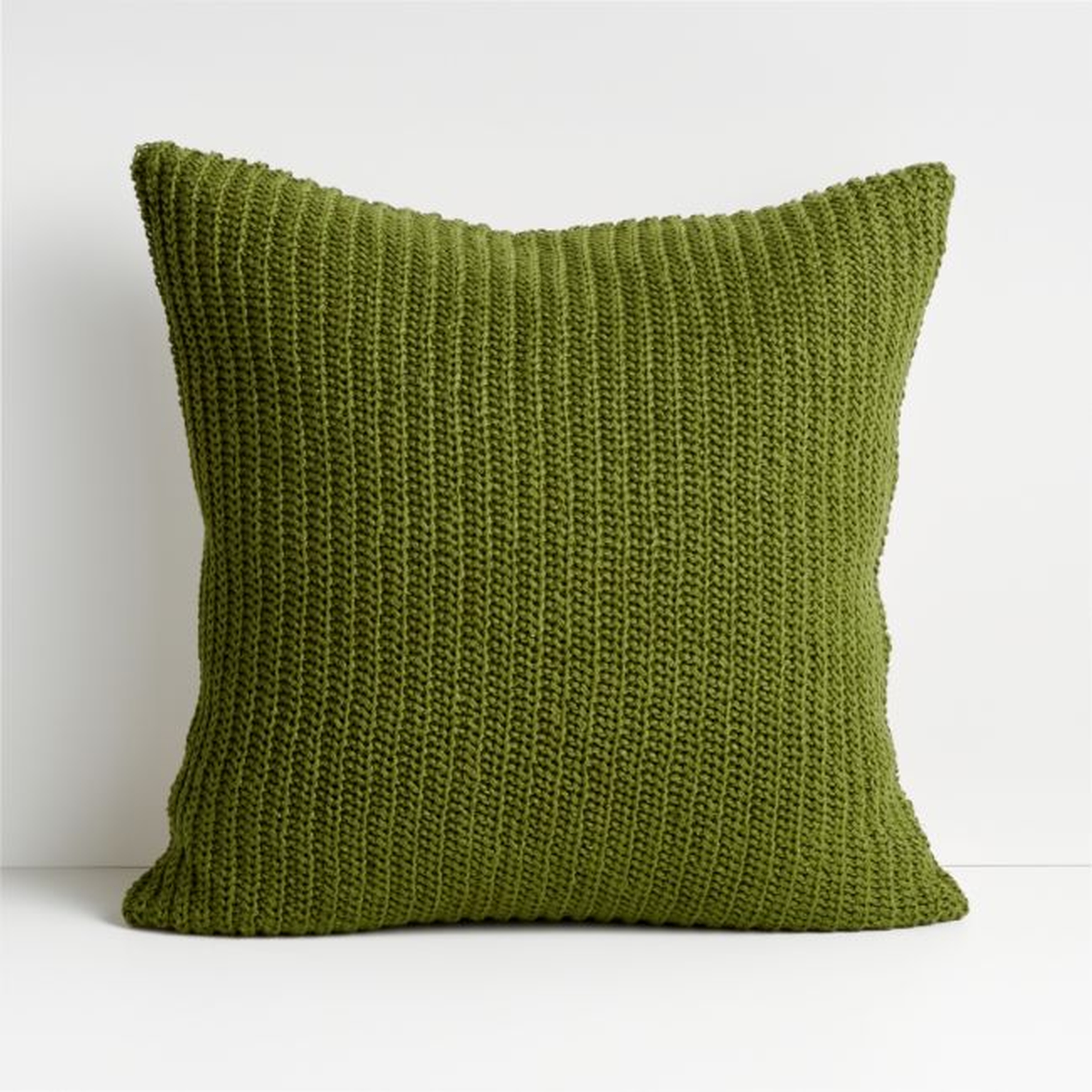 Croft 20" Olive Branch Crochet Pillow with Down-Alternative Insert - Crate and Barrel