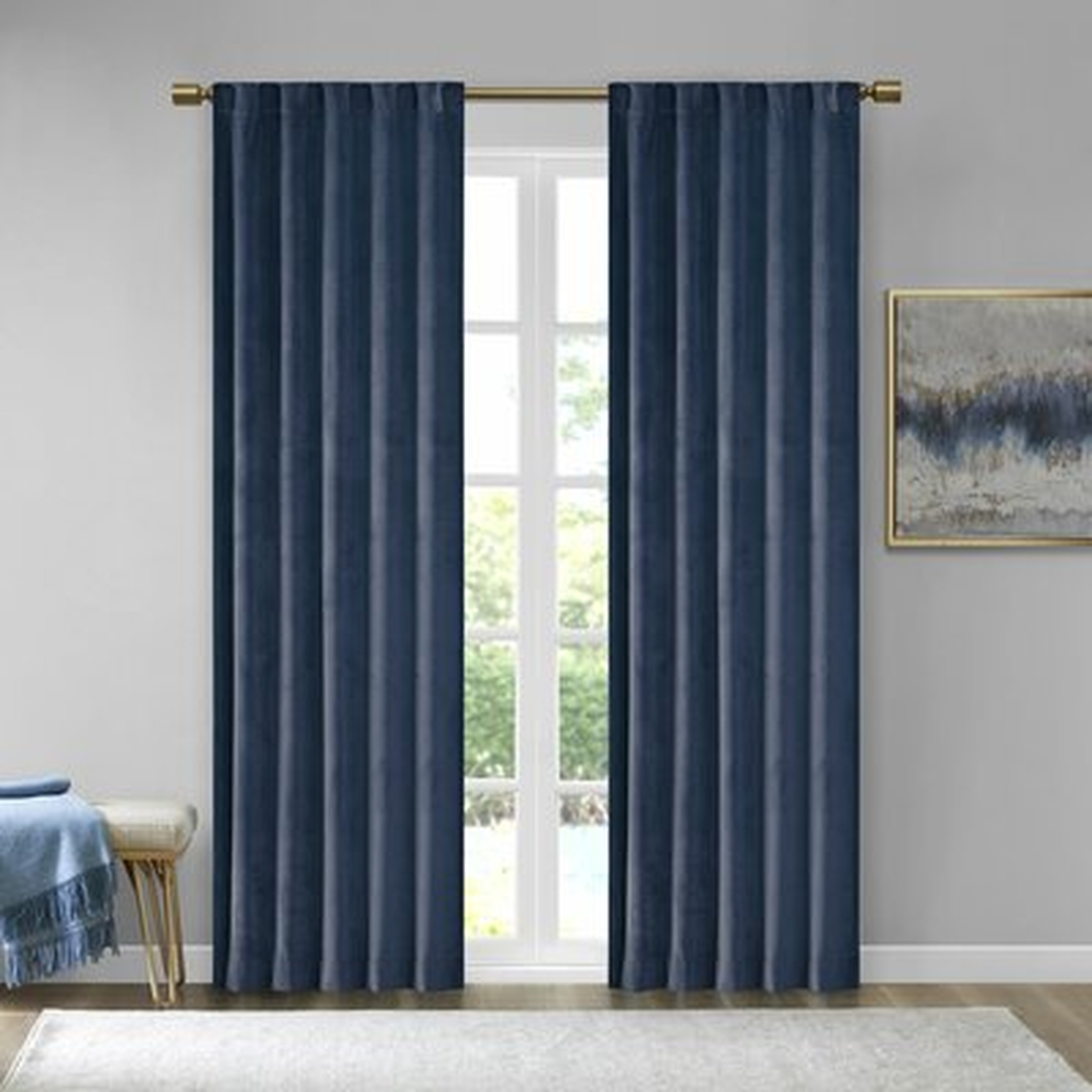 Aurora Poly Velvet Solid Room Darkening Rod Pocket/Tab Top Curtain Panels - AllModern