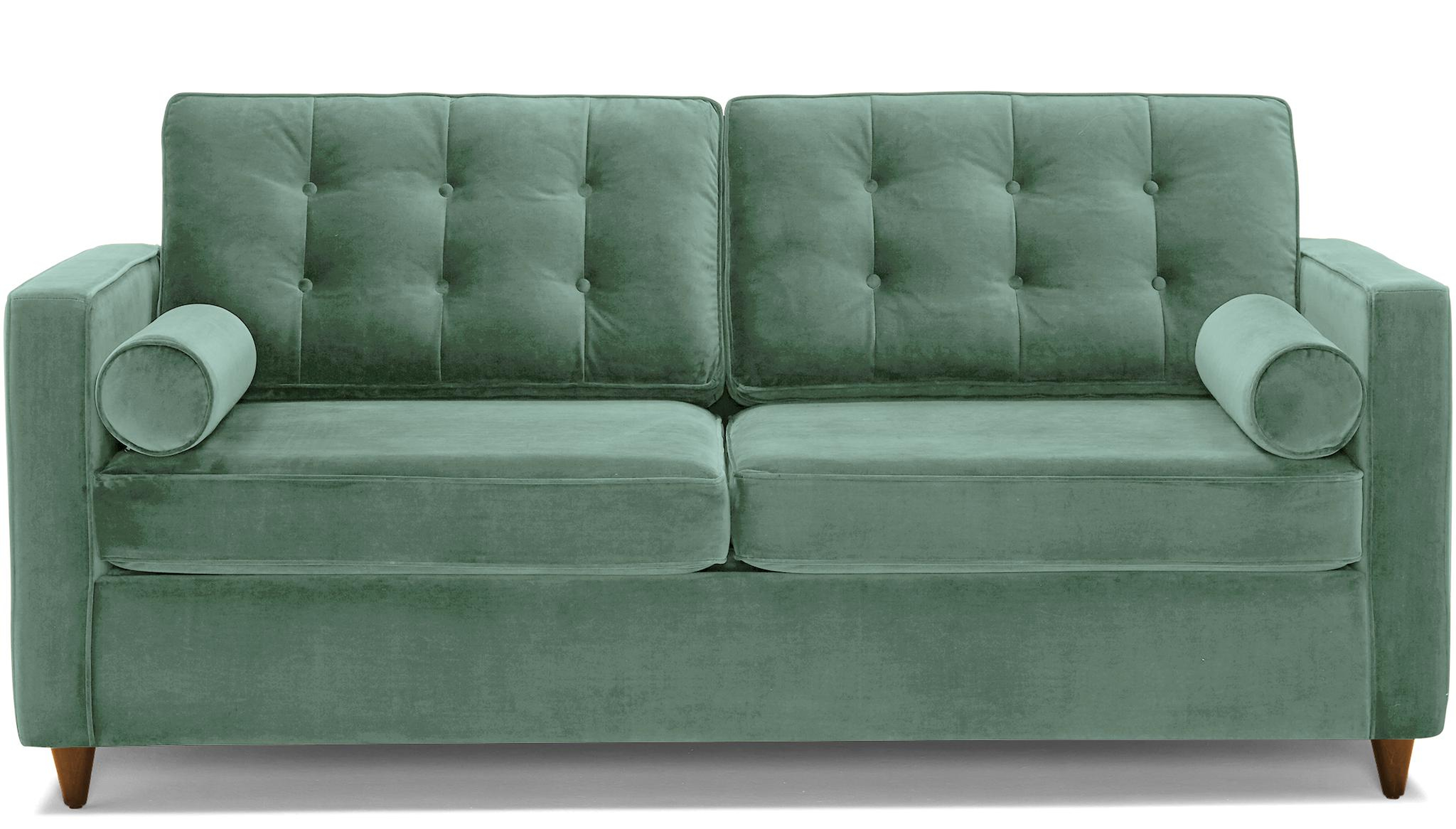 Green Braxton Mid Century Modern Sleeper Sofa - Essence Aqua - Mocha - Joybird