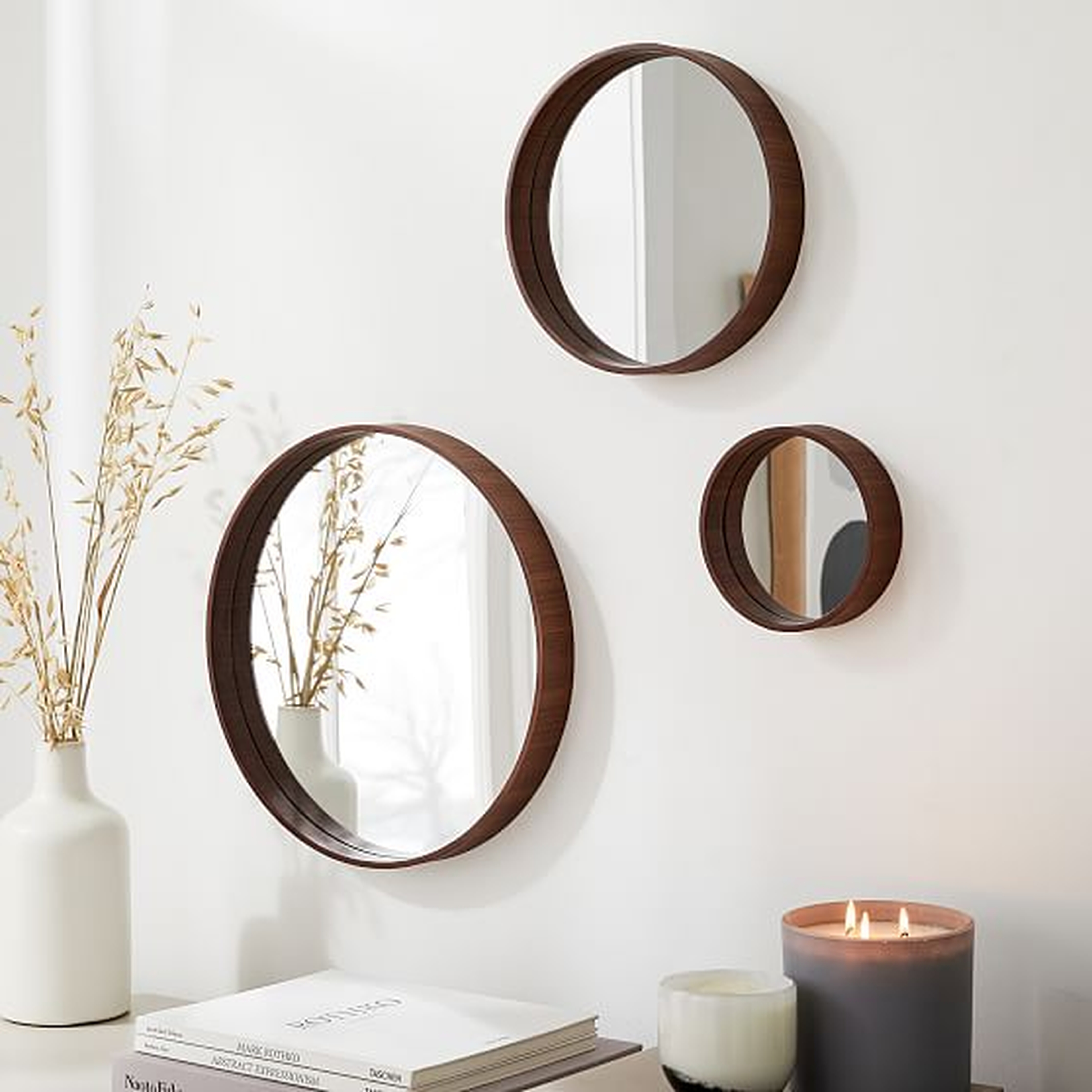 Maren Wood Mirrors, Walnut, Set of 3 - West Elm