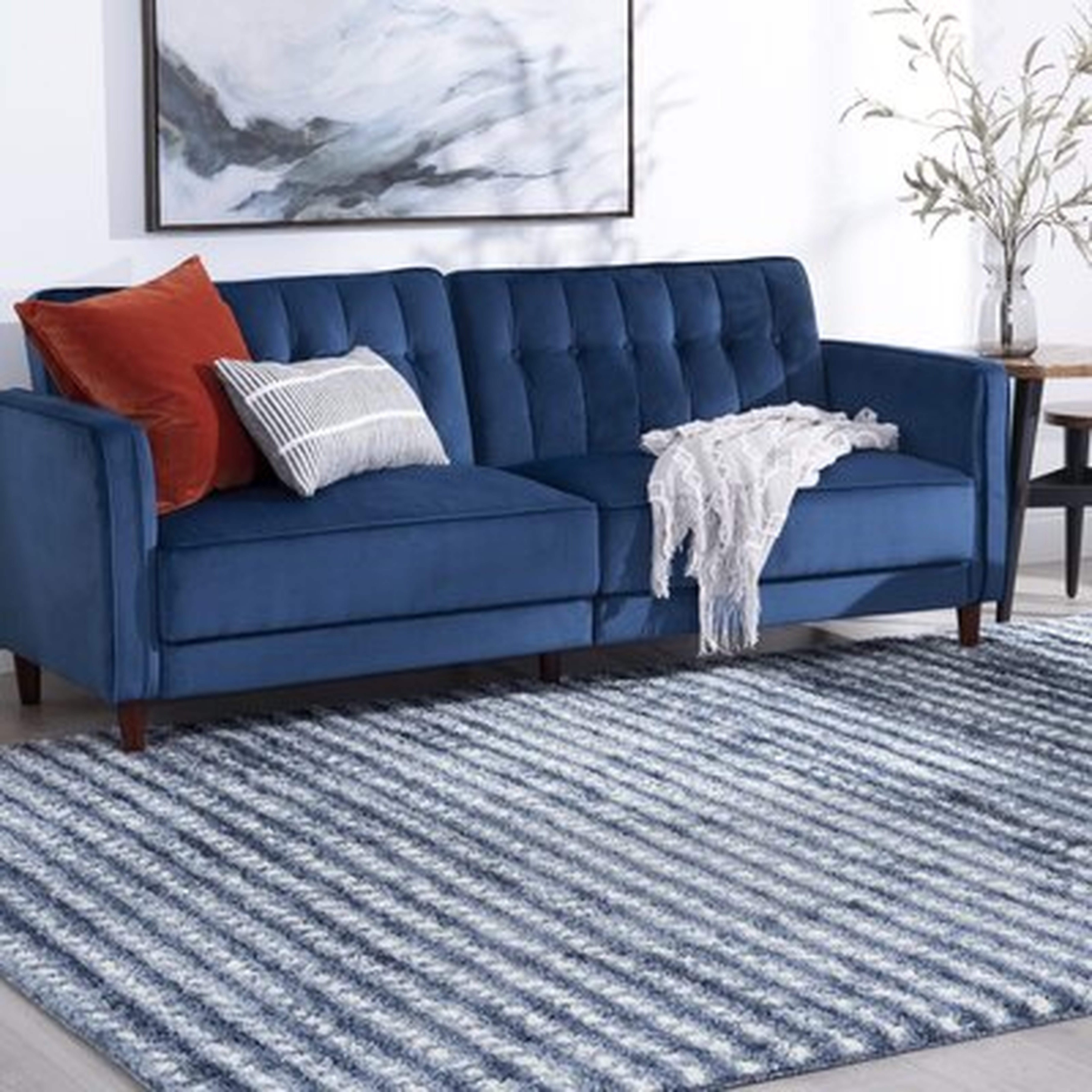 Izabella Shag Stripe Area Rug, Blue - Wayfair