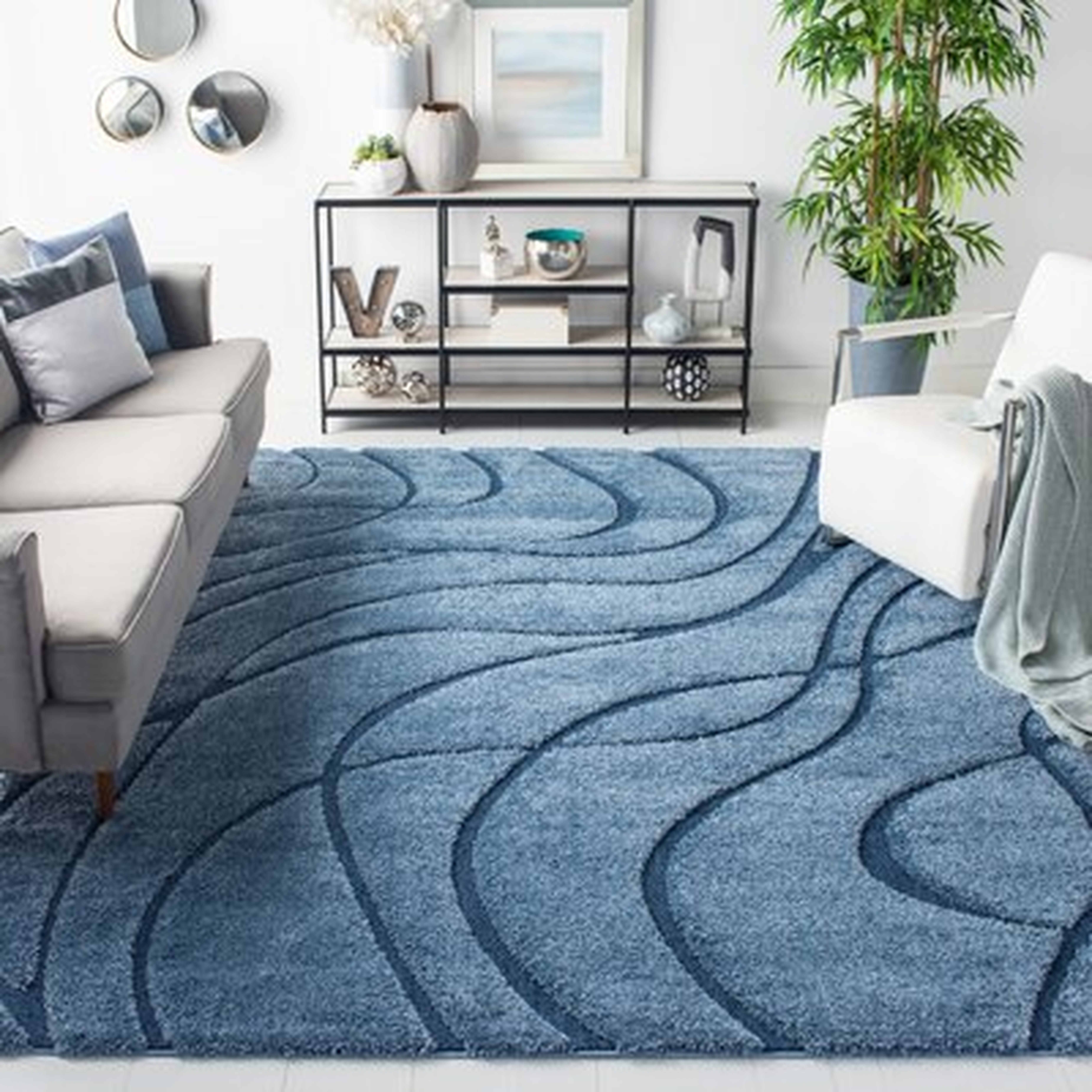 Stacie Abstract Blue Area Rug - Wayfair