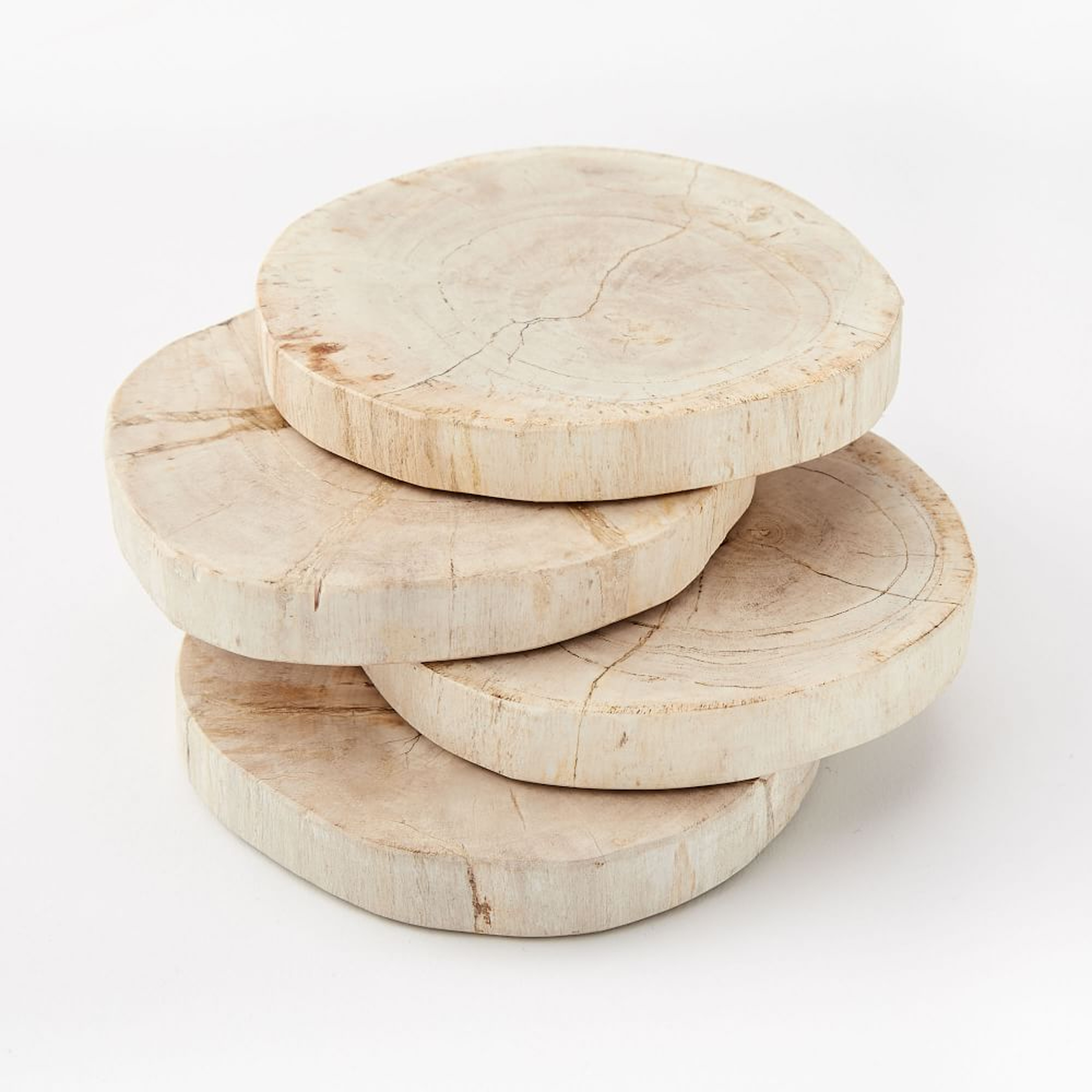Petrified Wood Coasters, Set of 4, White - West Elm