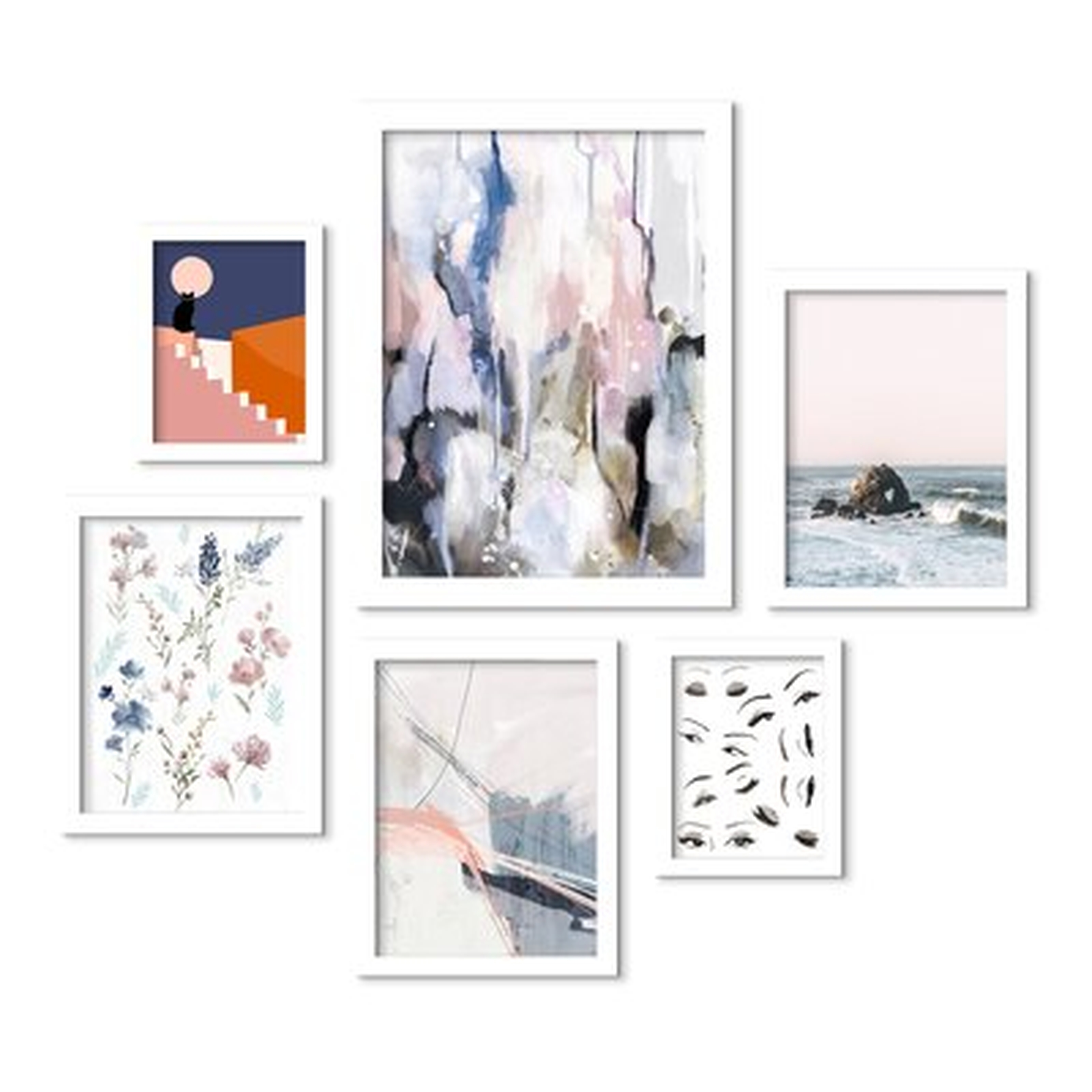 Contemporary Eyes Ocean Botanical Abstract Art - 6 Piece Picture Frame Print Set on Paper - Wayfair