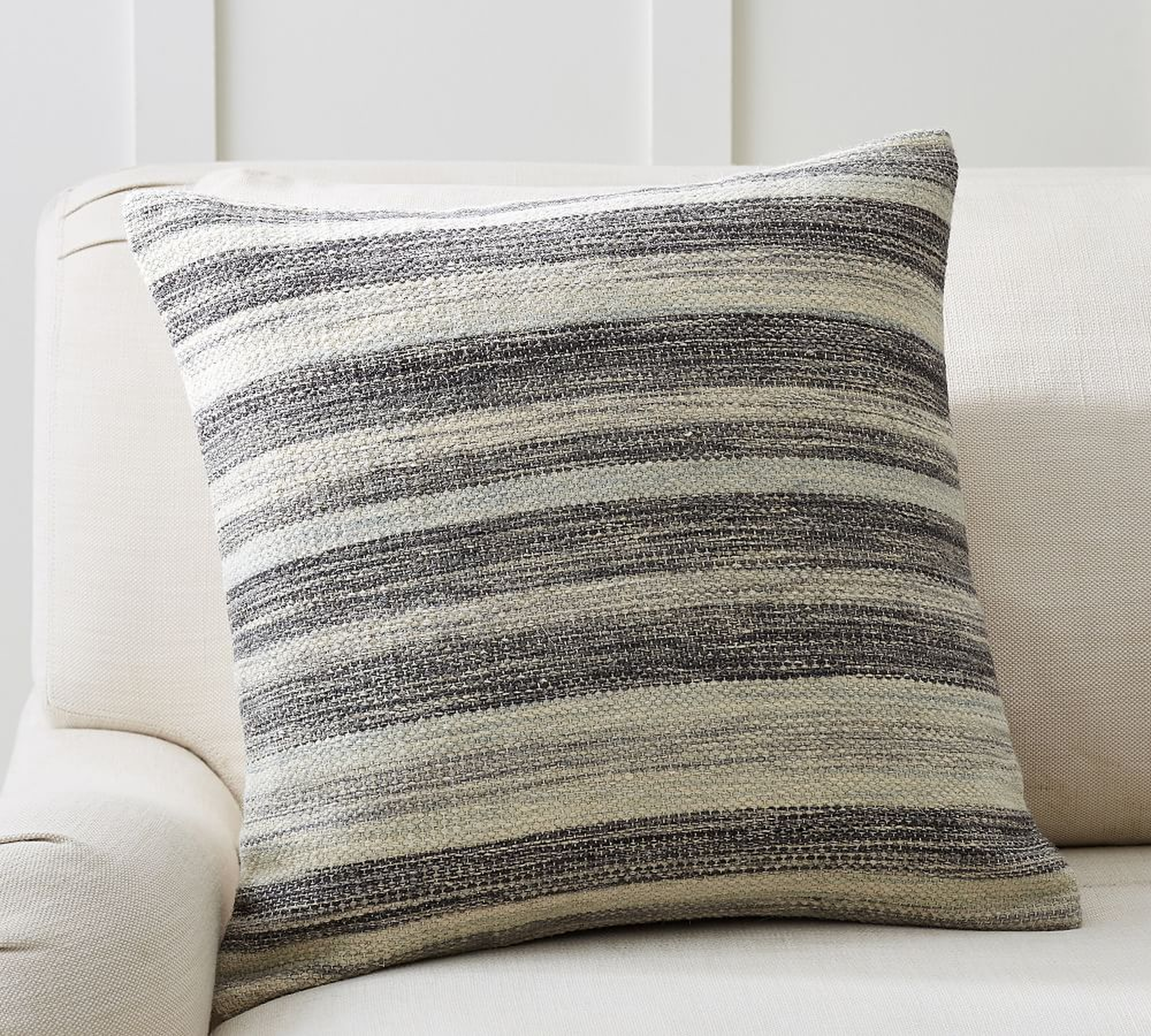 Kaye Textured Striped Pillow Cover, 20 x 20", Charcoal - Pottery Barn