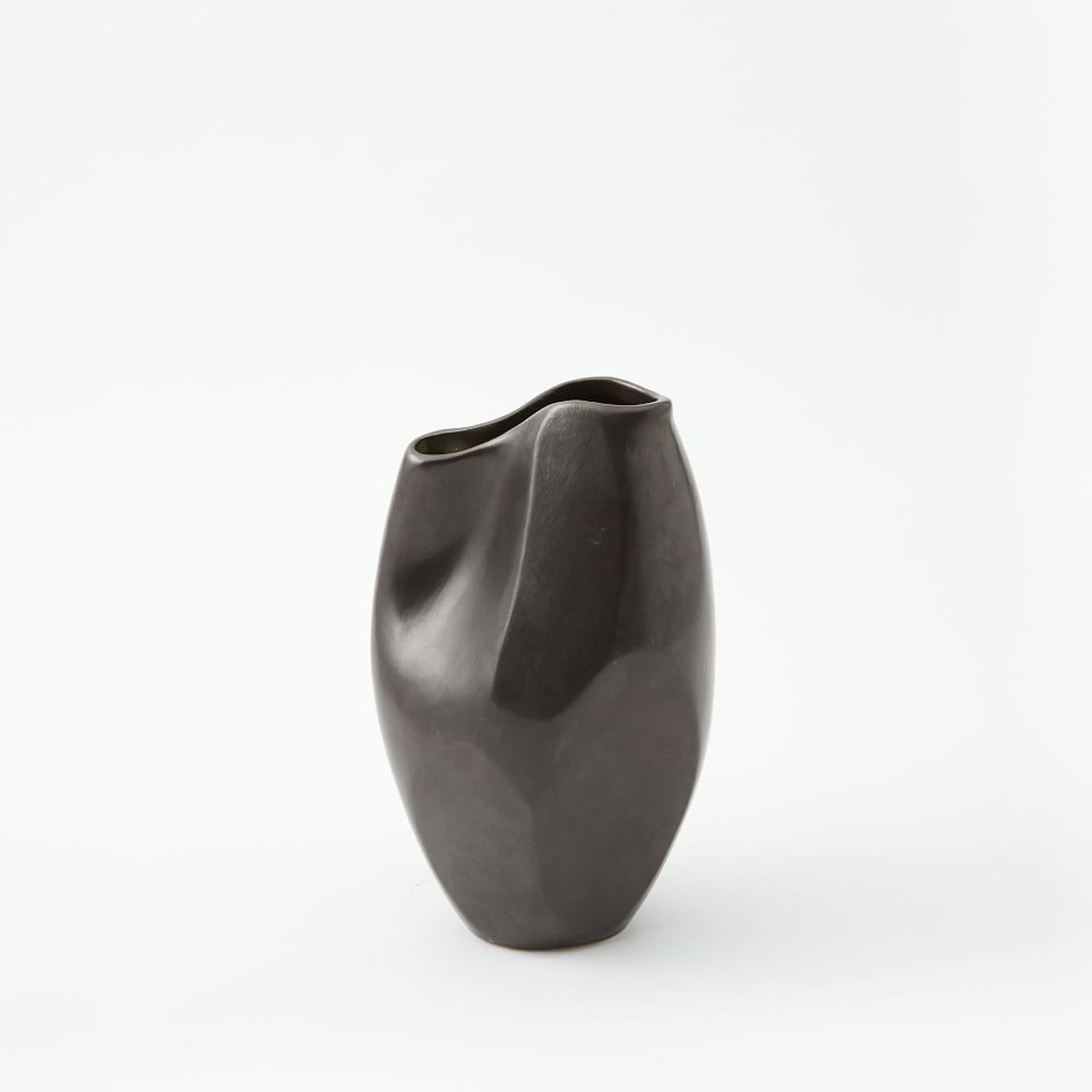 Pinched Vase, Matte Black, 10" - West Elm