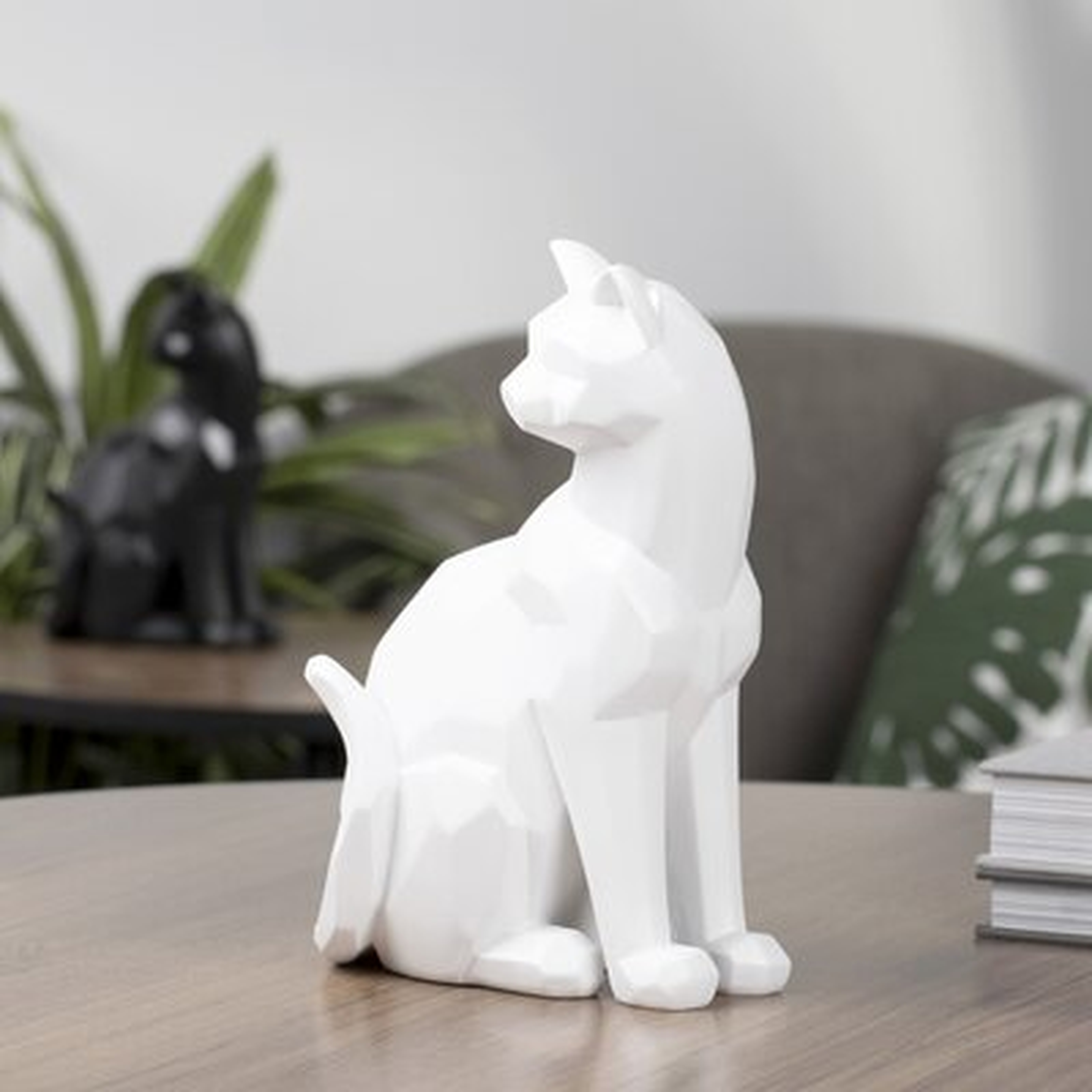 Bostobrick Carved Angle Sitting Cat Modern Decor Sculpture - Wayfair