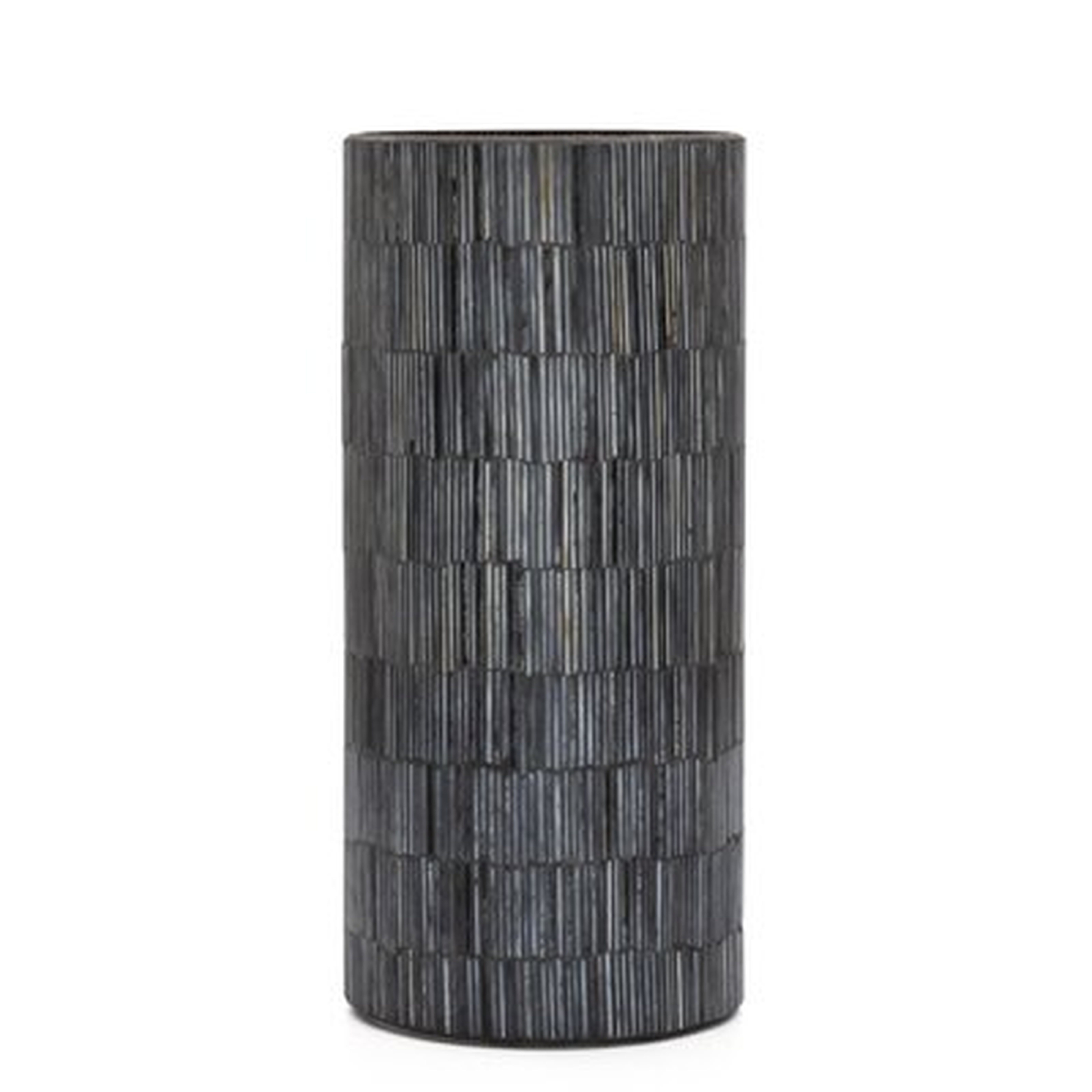 Bamboo Glass Mosaic Cylinder Vase, Silver, 9-inch - Wayfair