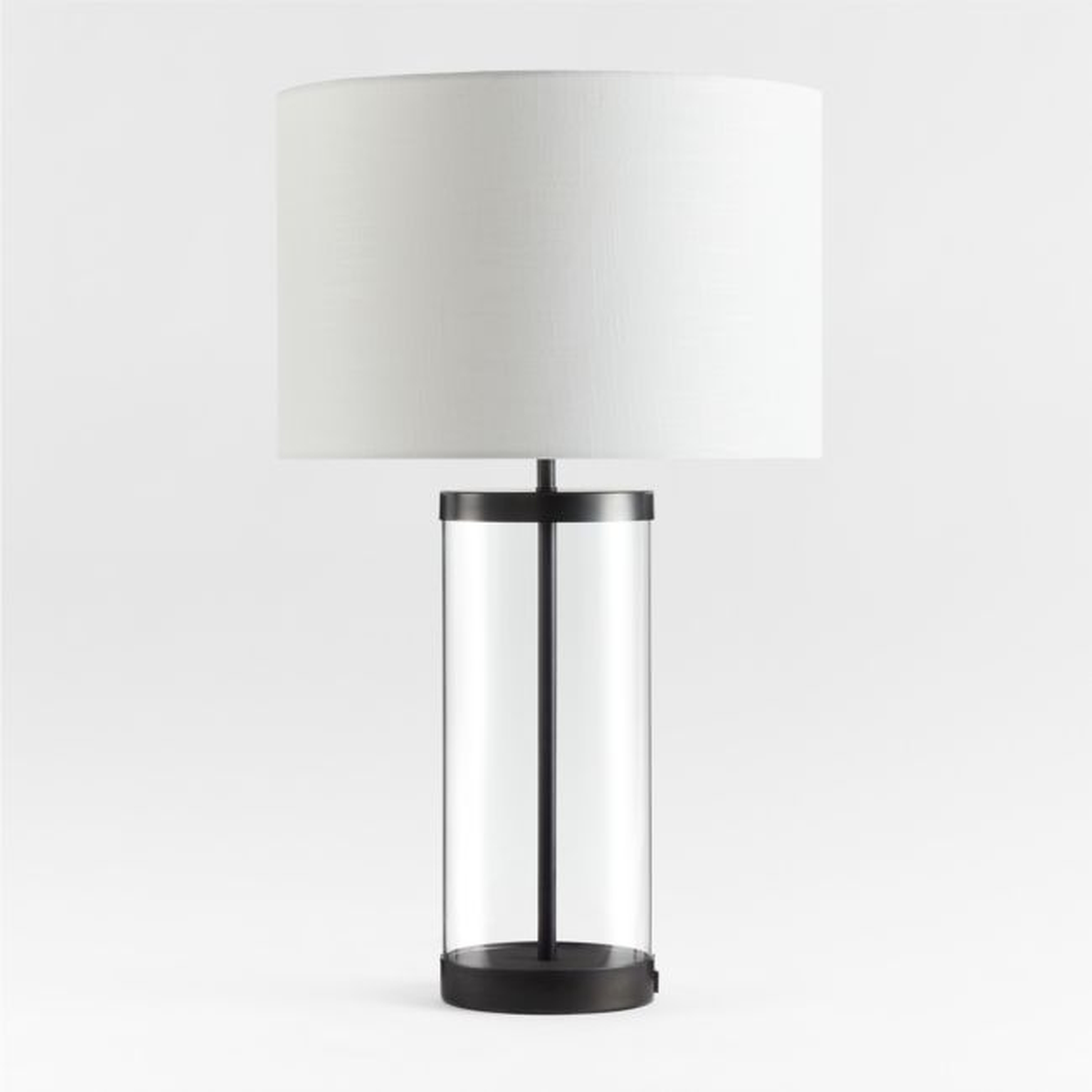 Promenade Black and Glass Table Lamp with White Shade - Crate and Barrel