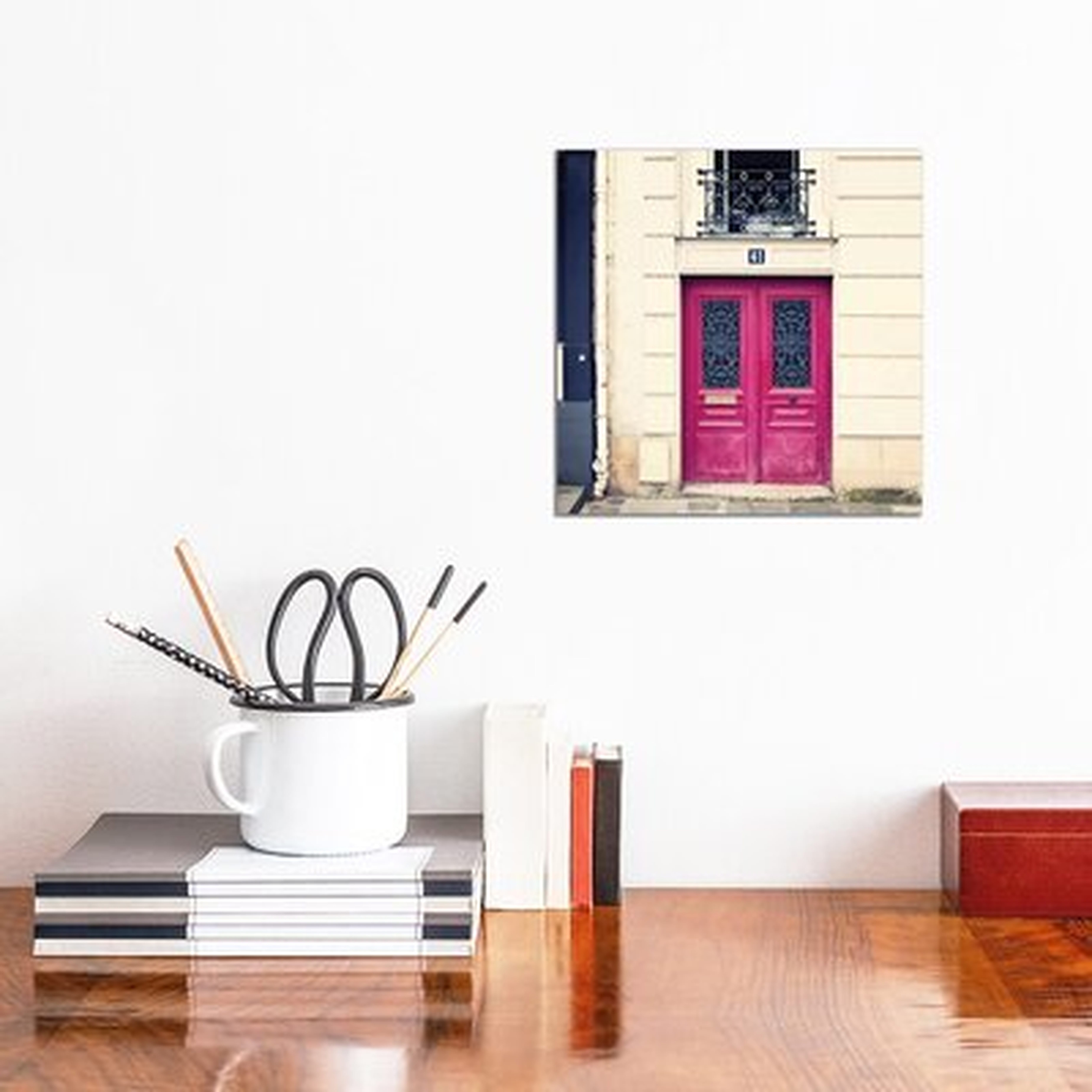 Paris Pink Door by Caroline Mint - Wrapped Canvas Graphic Art Print - Wayfair