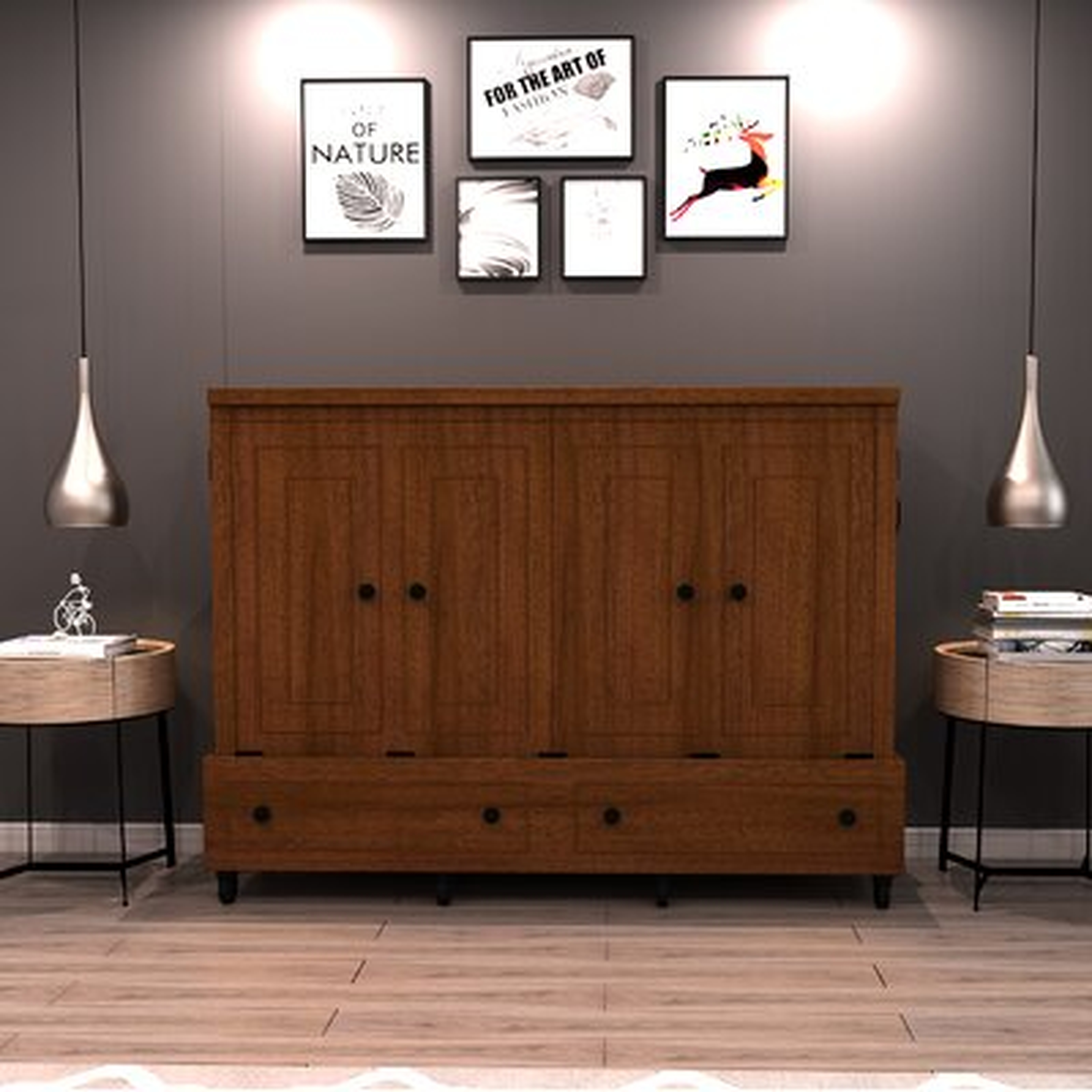 Caribou Queen Solid Wood Mobile Murphy Bed with Mattress - Wayfair