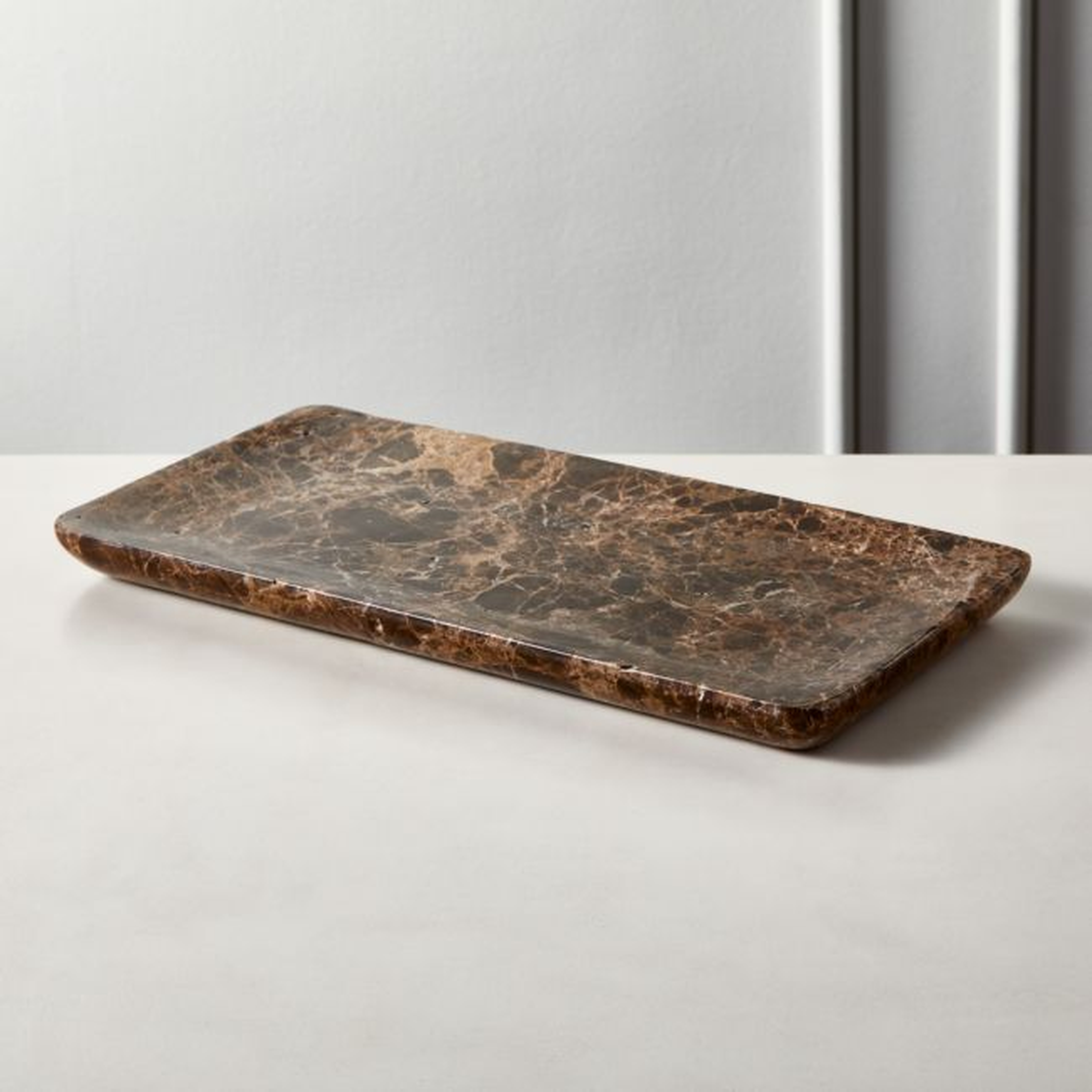 Charlemagne Brown Marble Tank Tray - CB2