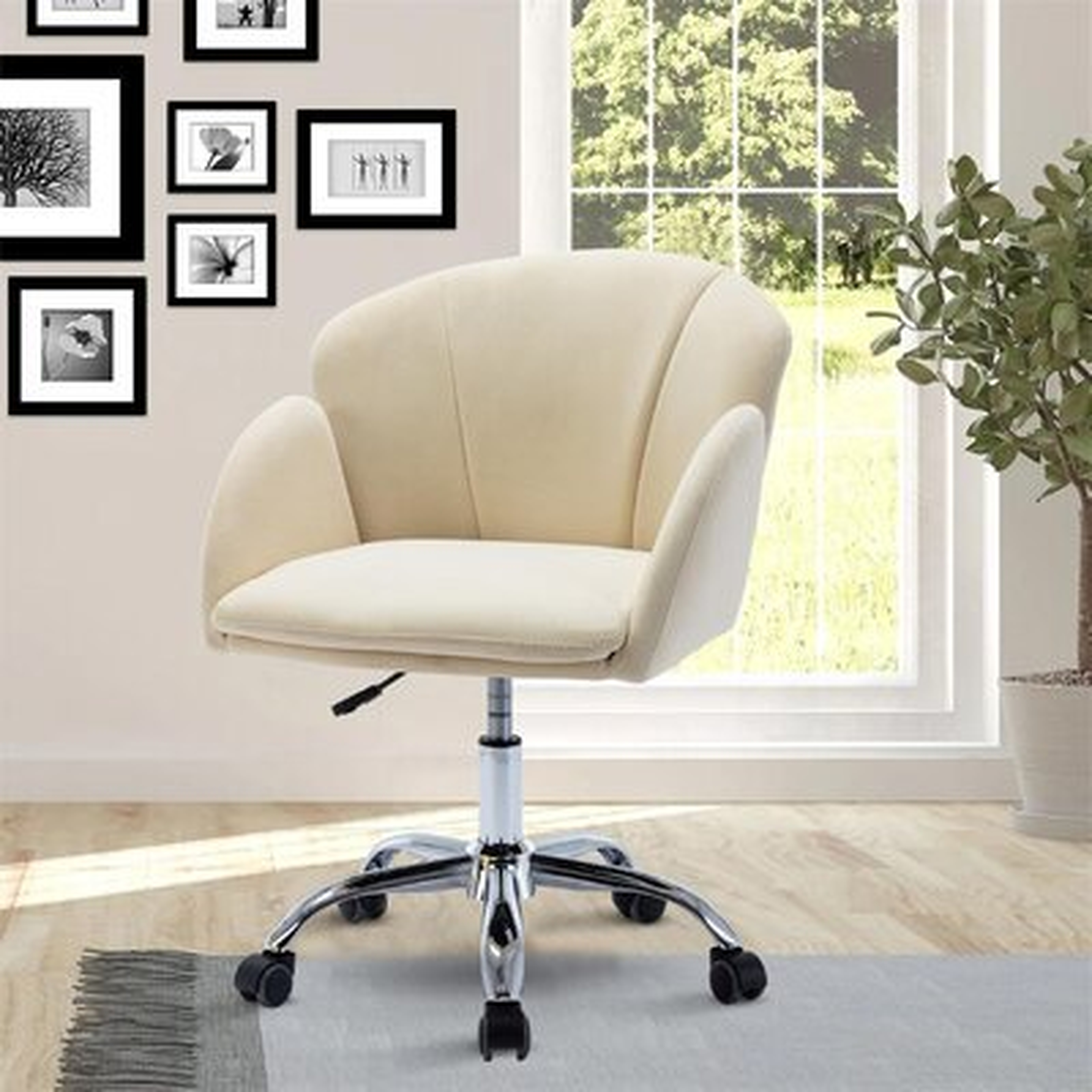Swivel  Office Chair For Living Room/bed Room, Modern Leisure Adjustable Office Chair  Ivory Velvet - Wayfair