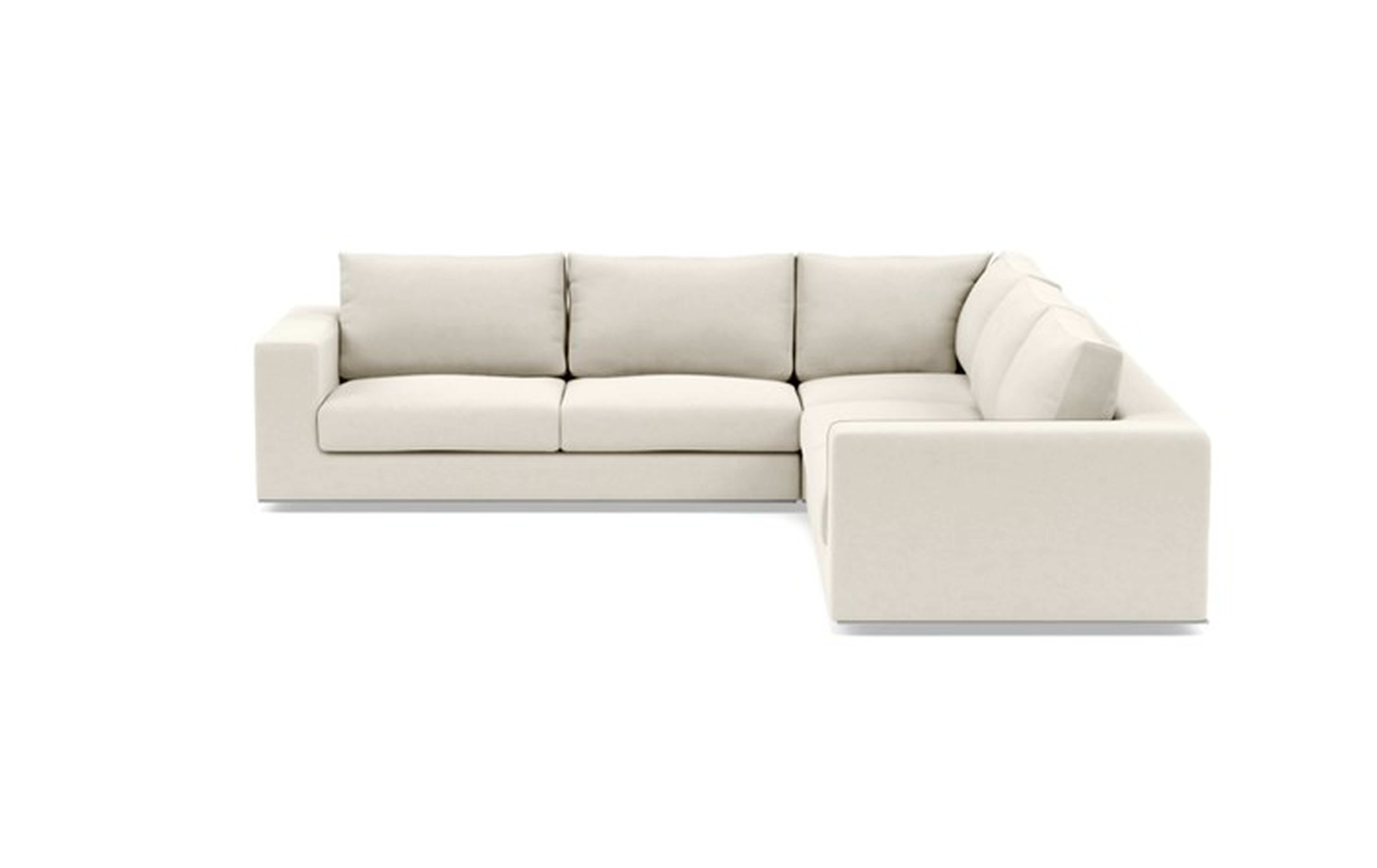 Walters Corner Sectional with White Chalk Fabric and down alternative cushions - Interior Define